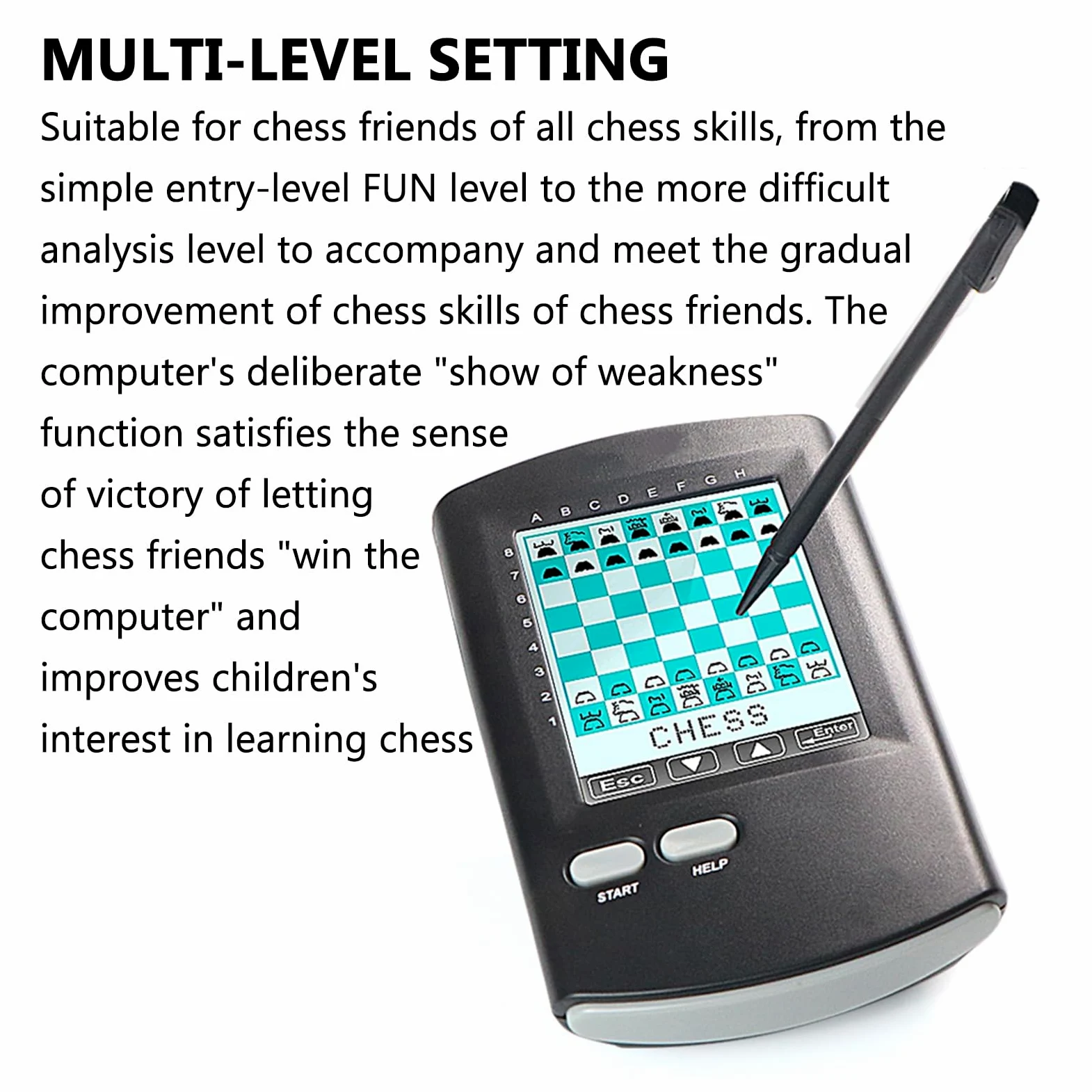 Jeu d'échecs électronique avec plateau pliable, pièces magnétiques, stylet et écran LCD, jeu mono-joueur portable, cadeau pour adultes