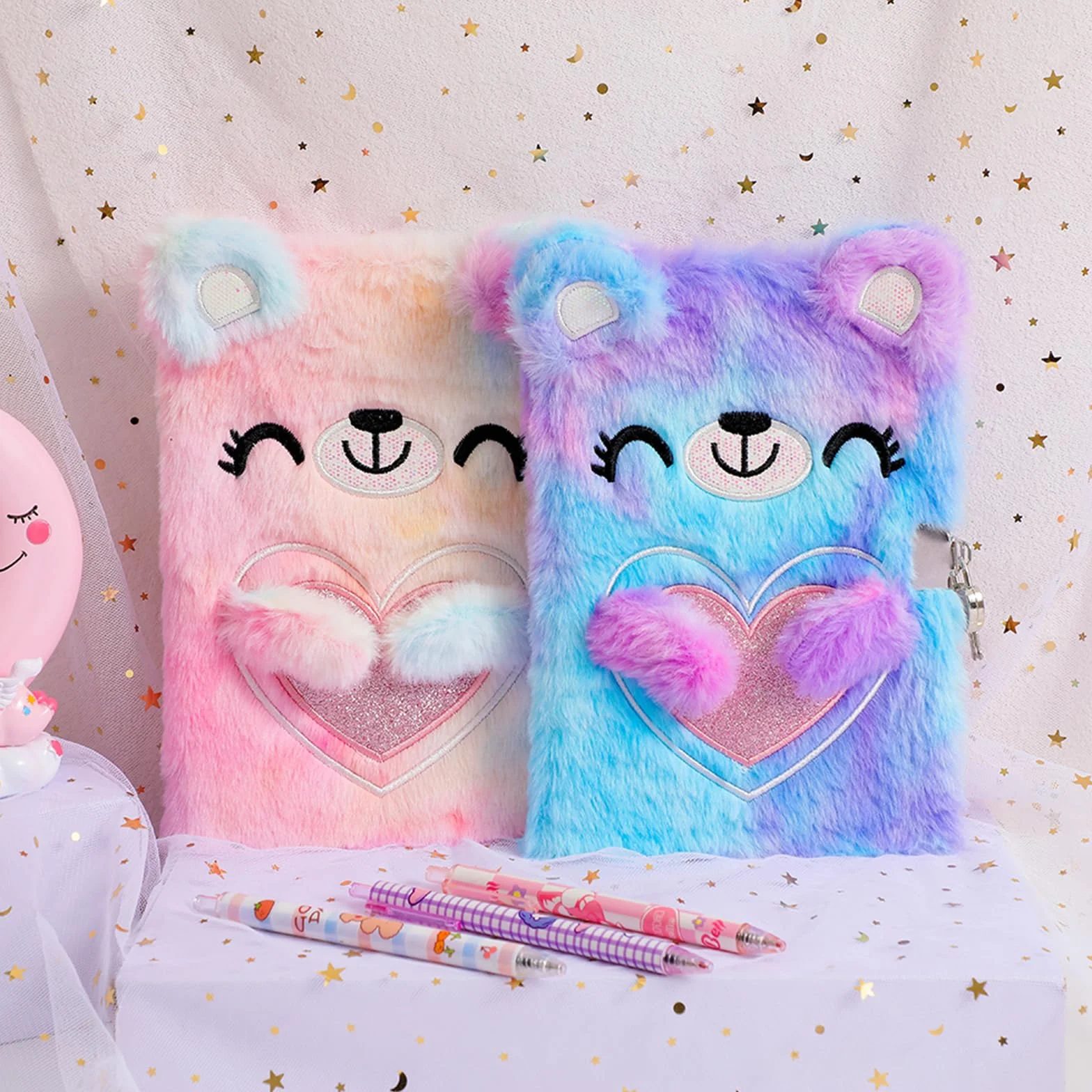 Journal Intime Fille avec Cadenas Carnet Secret Cadeau Fille Ours de dessin animé Multicolore