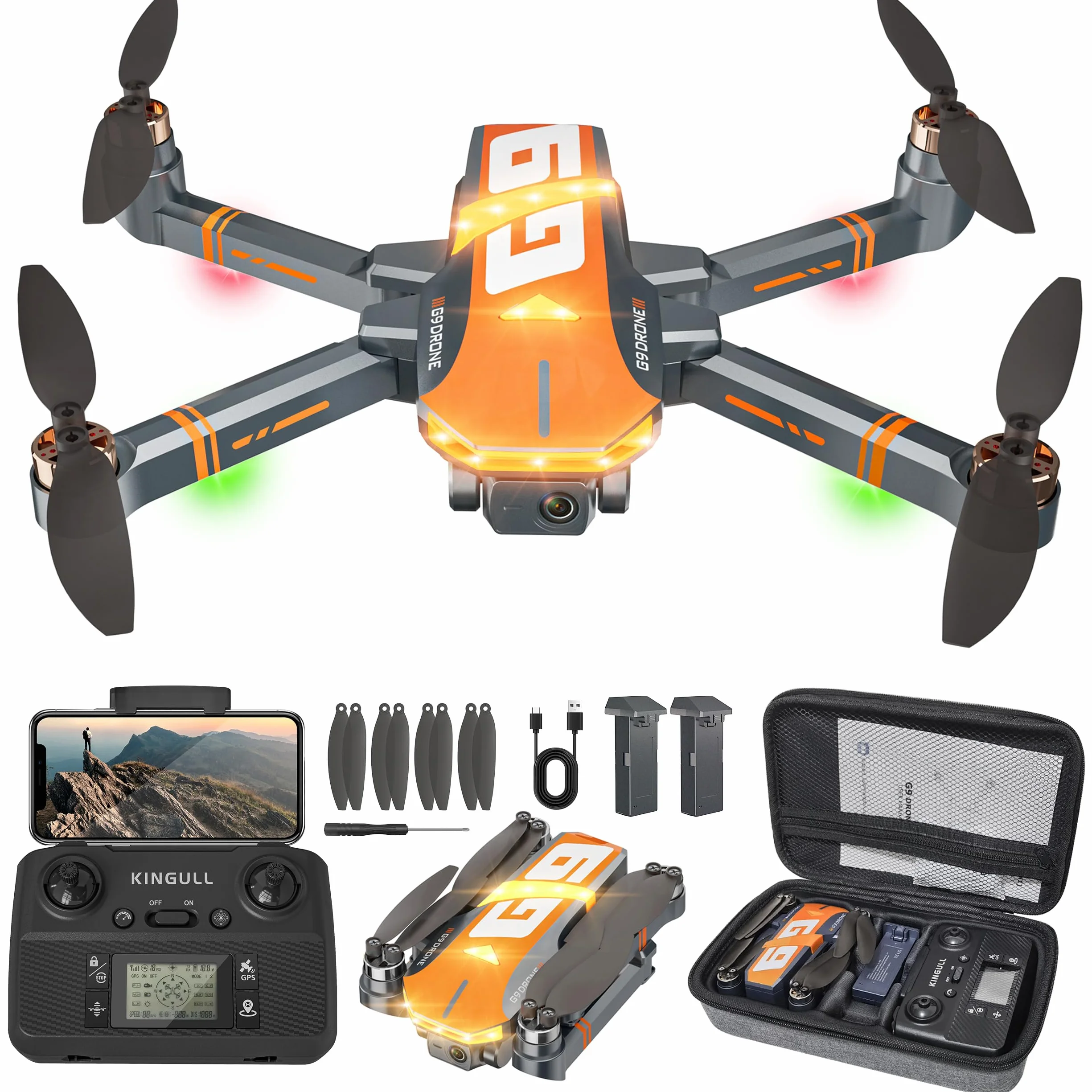 G9 GPS Drone avec Caméra 4K EIS, 45 Mins Vol, Moteur sans Balais, Retour Auto, Moins de 249g C0