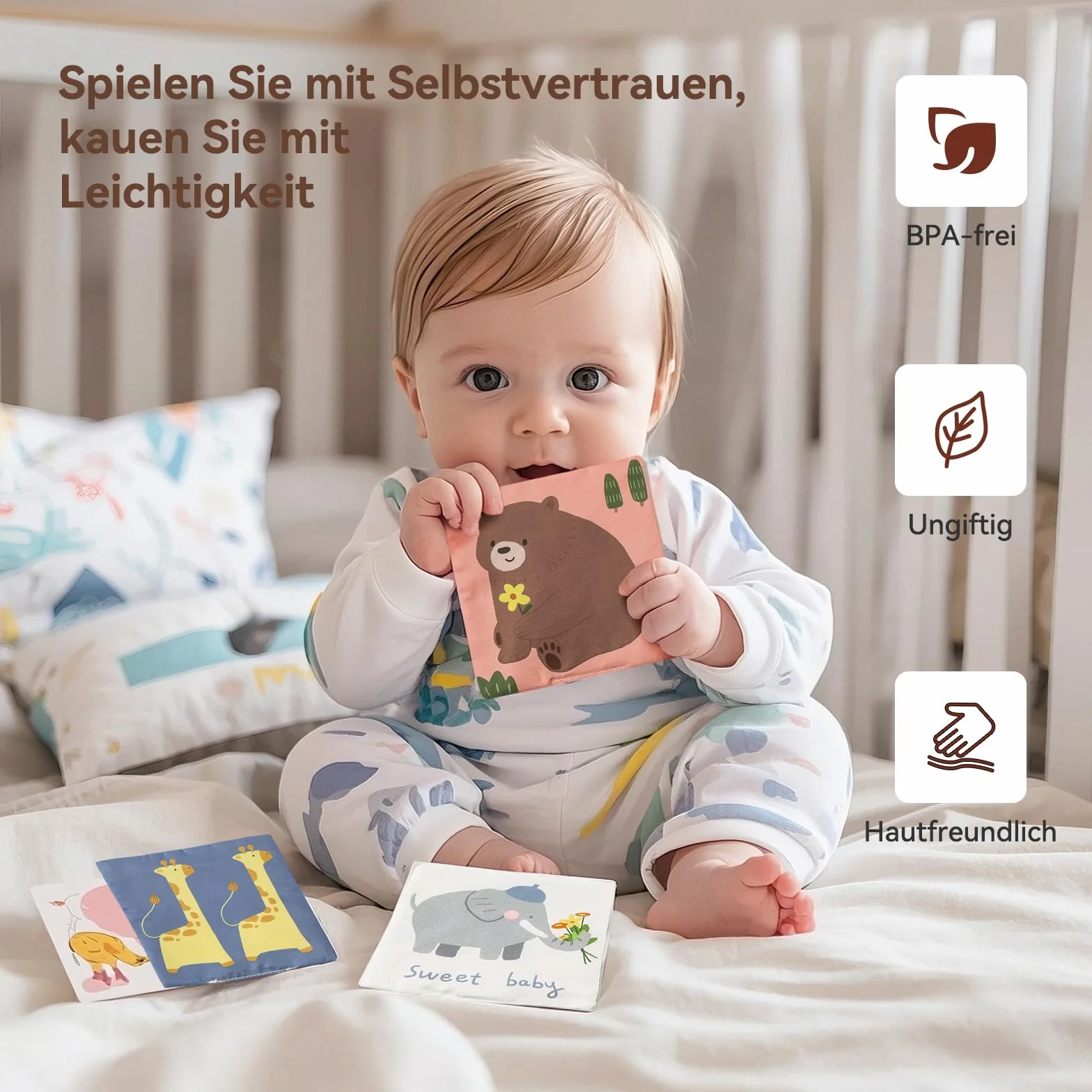 Boîte à Mouchoirs Sensorielle Montessori pour Bébé 0-12 Mois avec Miroir et Foulards