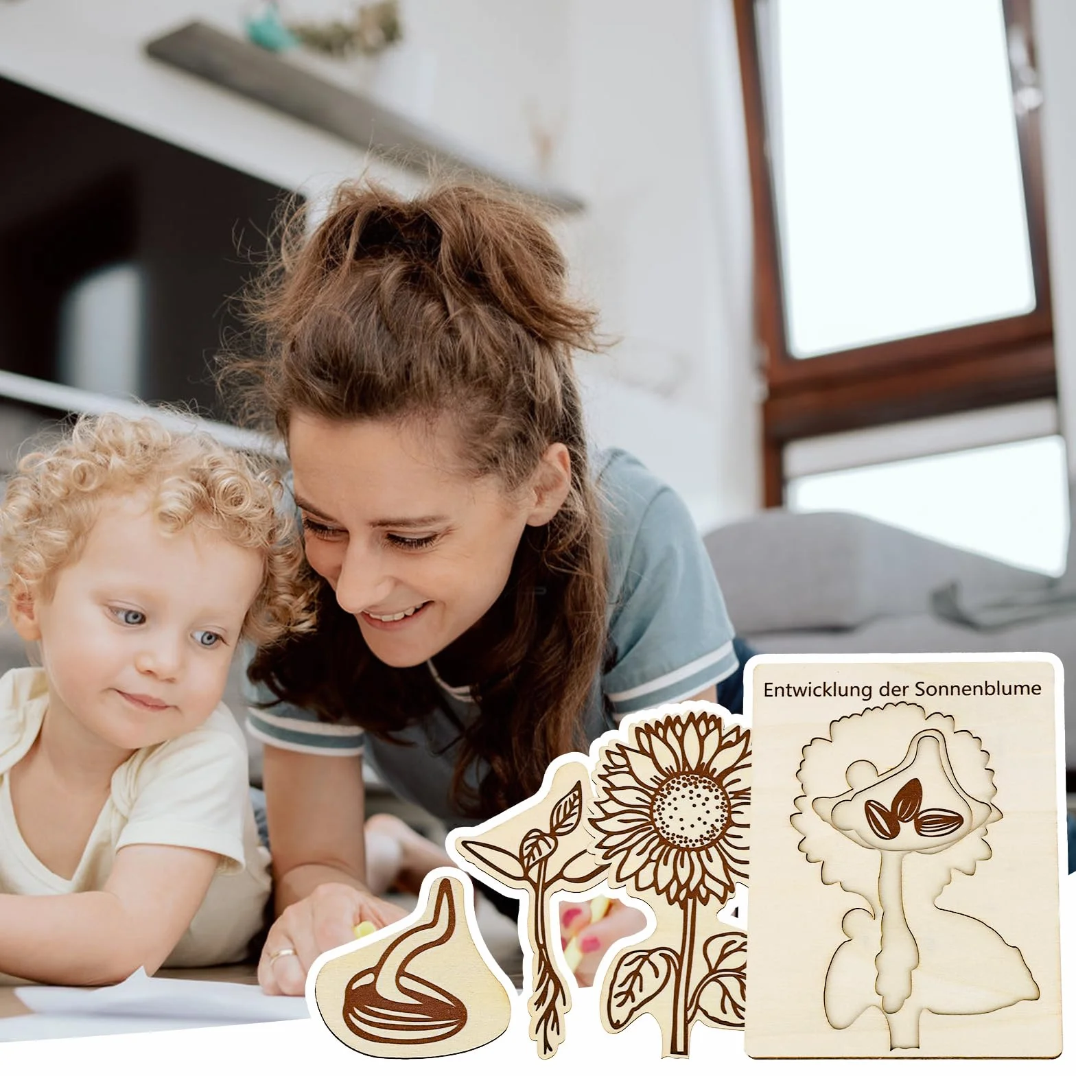 Puzzle du Cycle Vie Tournesol pour Enfants, Jouets Éducatifs en Bois, Apprentissage du Cycle Vie, 3-8 Ans