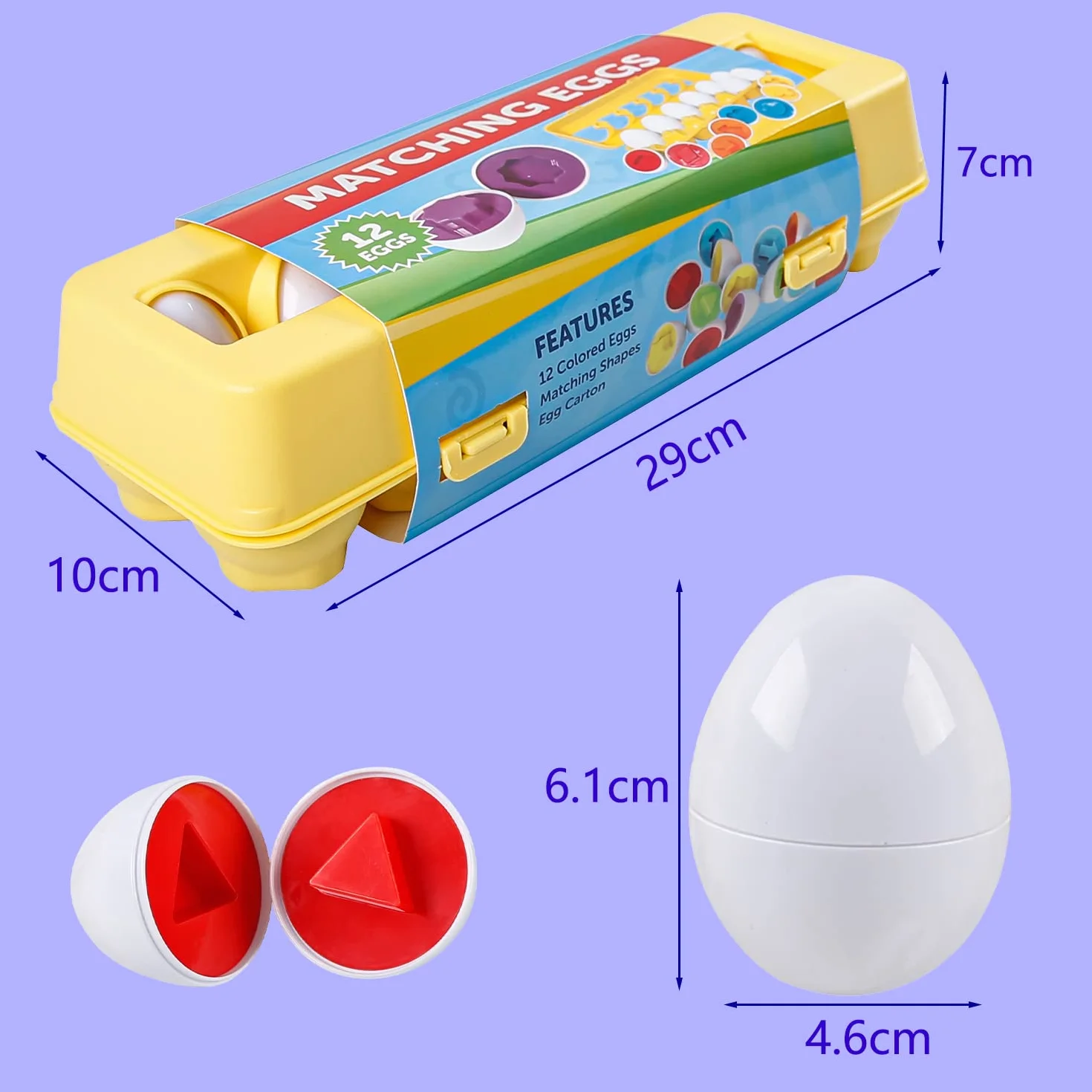 Jouets D'oeufs Correspondant Puzzle Montessori Oeufs Éducatifs Géométrique, Enfants Enseignement Précoce Reconnaître Les Formes de Couleur Patchwork, 2 Ans Boîte à œufs