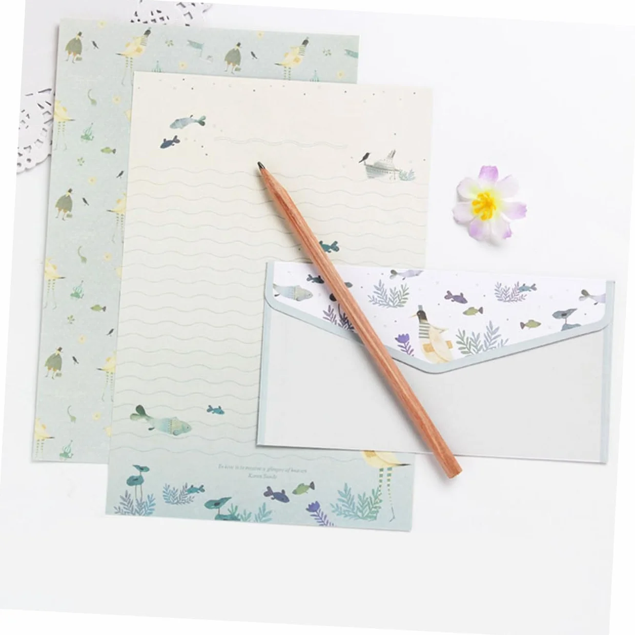 Homoyoyo Lot Papeterie A5 Papier à Lettres Et Enveloppes Fleuris, 60 Feuilles 30 Enveloppes