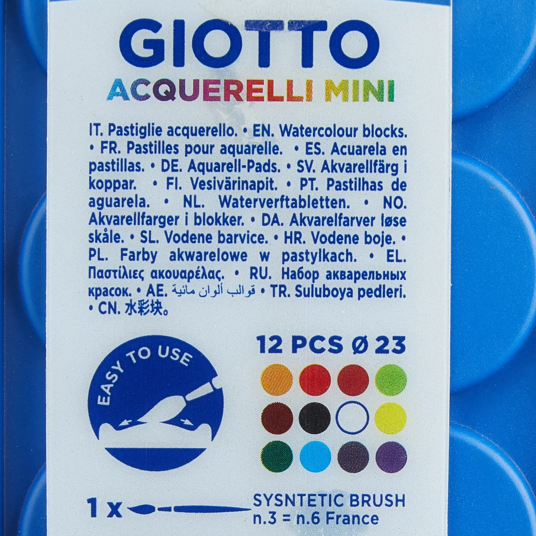 GIOTTO Acquerelli Mini Boîte 12 pastilles gouache pinceau