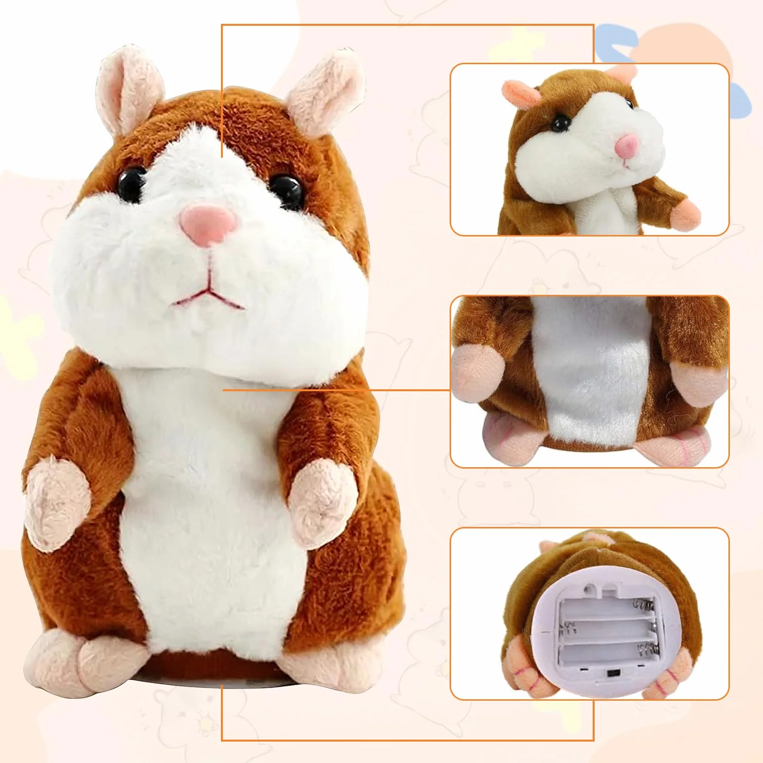Peluche Hamster Parlant JOKILY Répète Paroles Enfant
