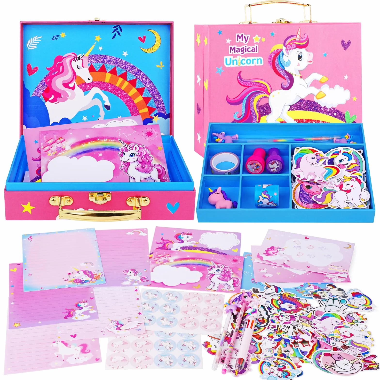 Ensemble de papeterie licorne 112 pièces pour filles 5-12 ans cadeau Noël