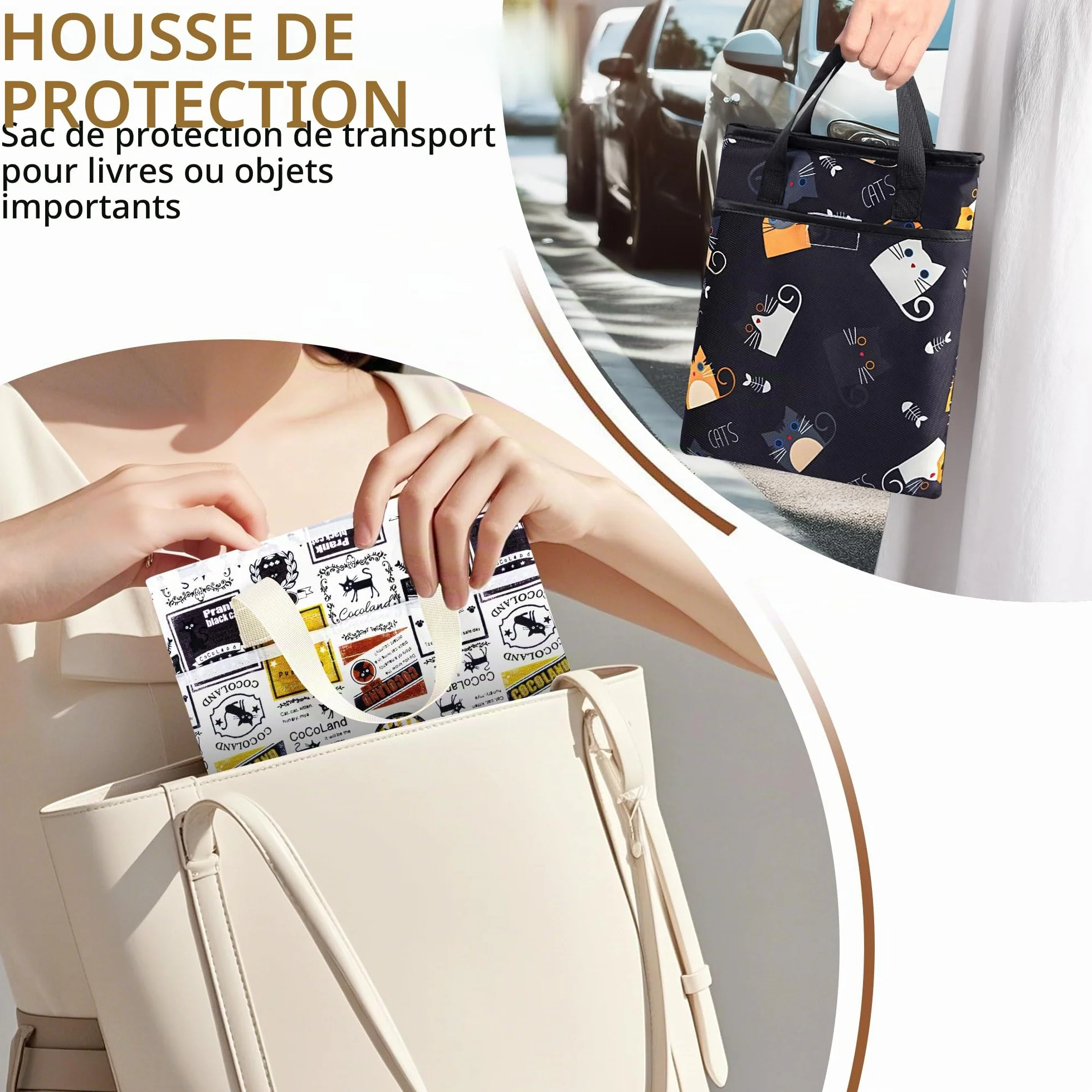 Likesing Pochette Livre Tissu Imperméable avec Fermeture Eclair 31 x 26 cm