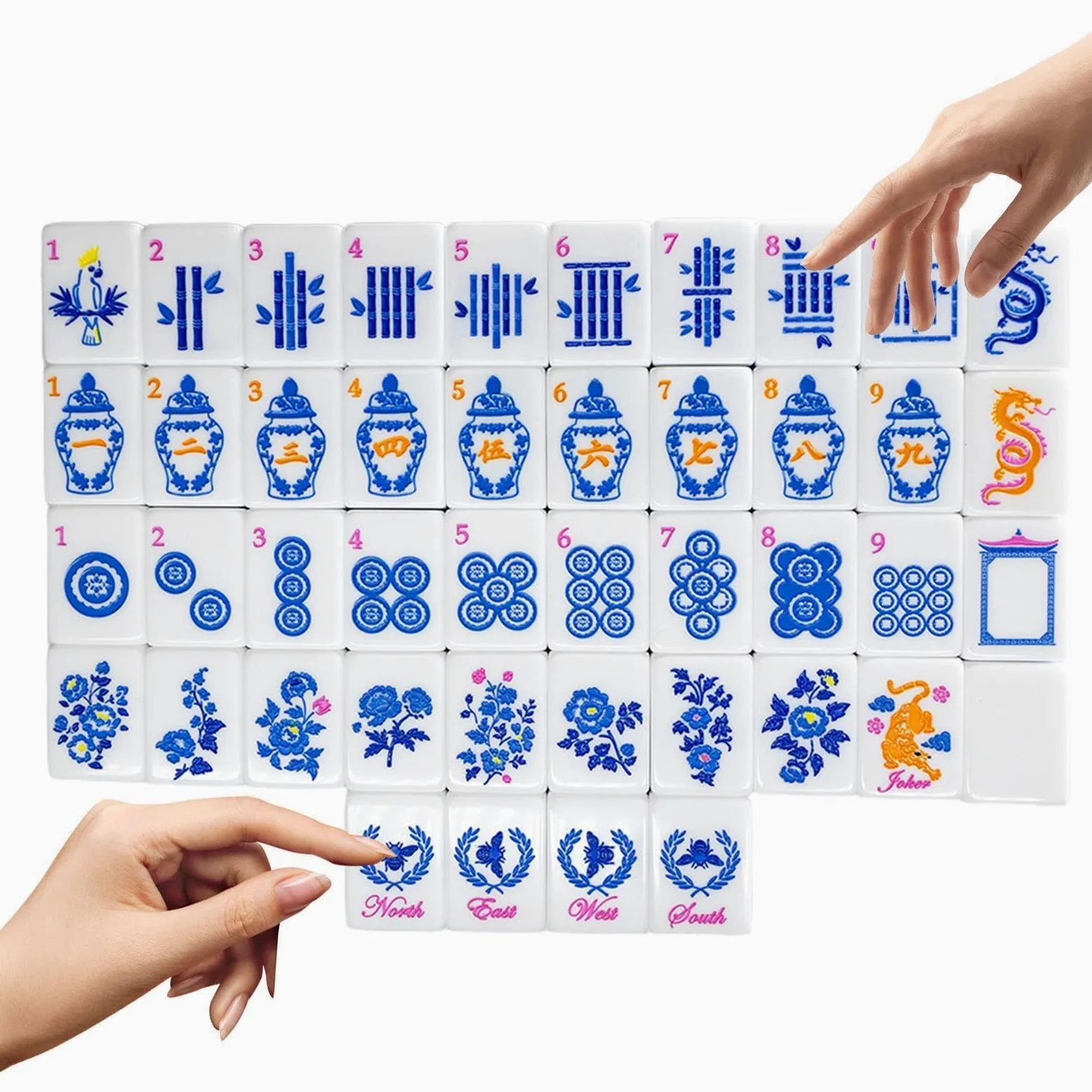 Coffret de tuiles de Mahjong 160 Pièces de tuiles américaines en Acrylique | Mahjong Américain Idéal pour voyages, maison, piscine, adultes, fêtes, débutants et joueurs expérimentés