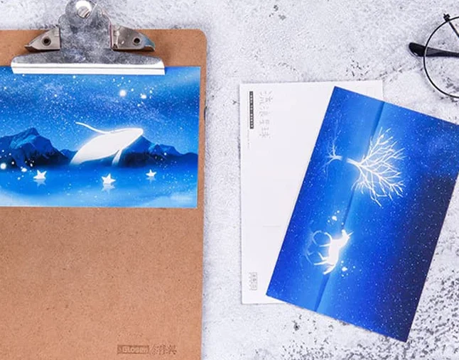 Lot de 30 Cartes Postales Phosphorescentes de Qualité - Cartes Postales Art, Remerciement, Voyage (Wander the Earth)