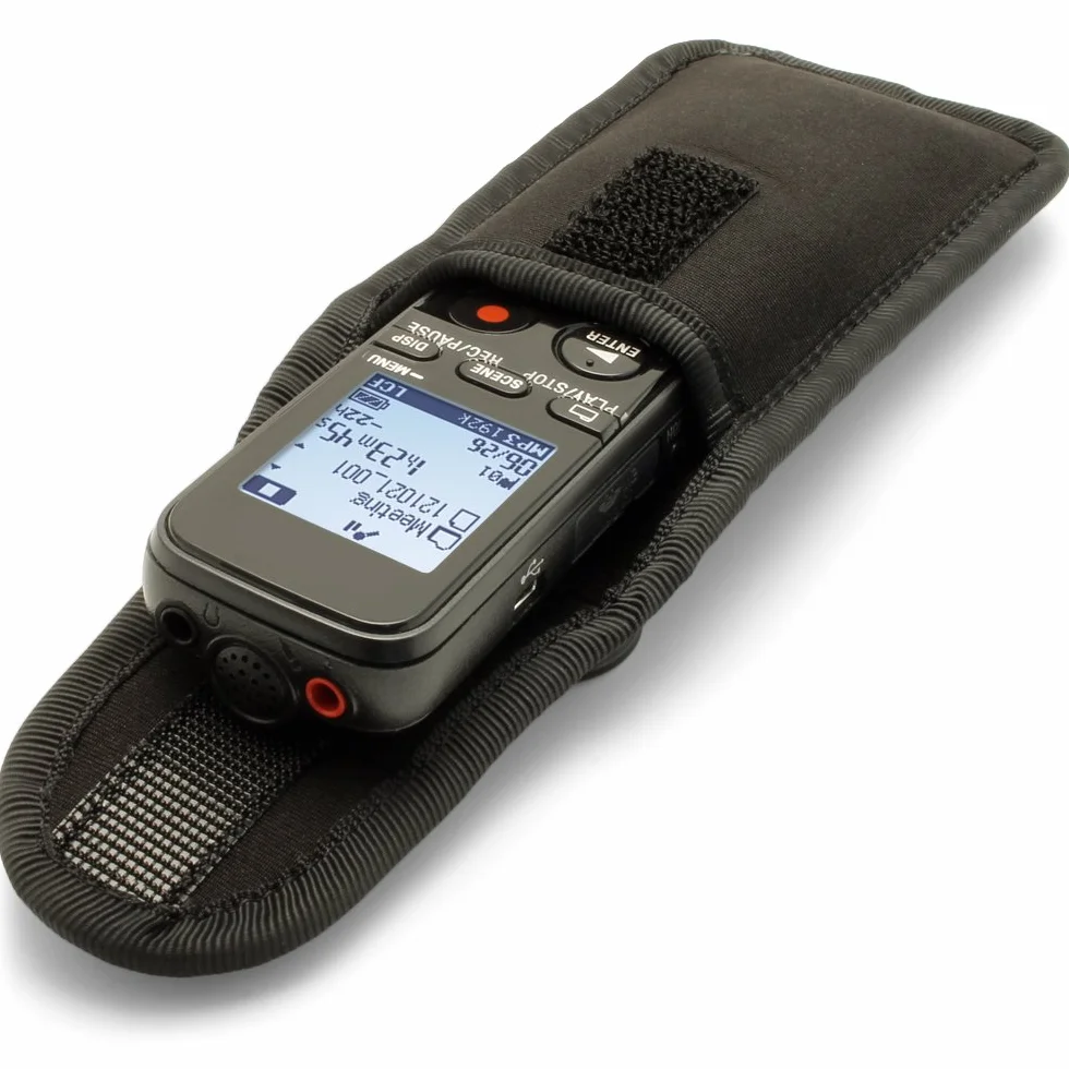 iGadgitz U6550 Noir Housse Pochette Néoprène Case pour Dictaphone Numérique Enregistreur Vocal 125x45x21mm