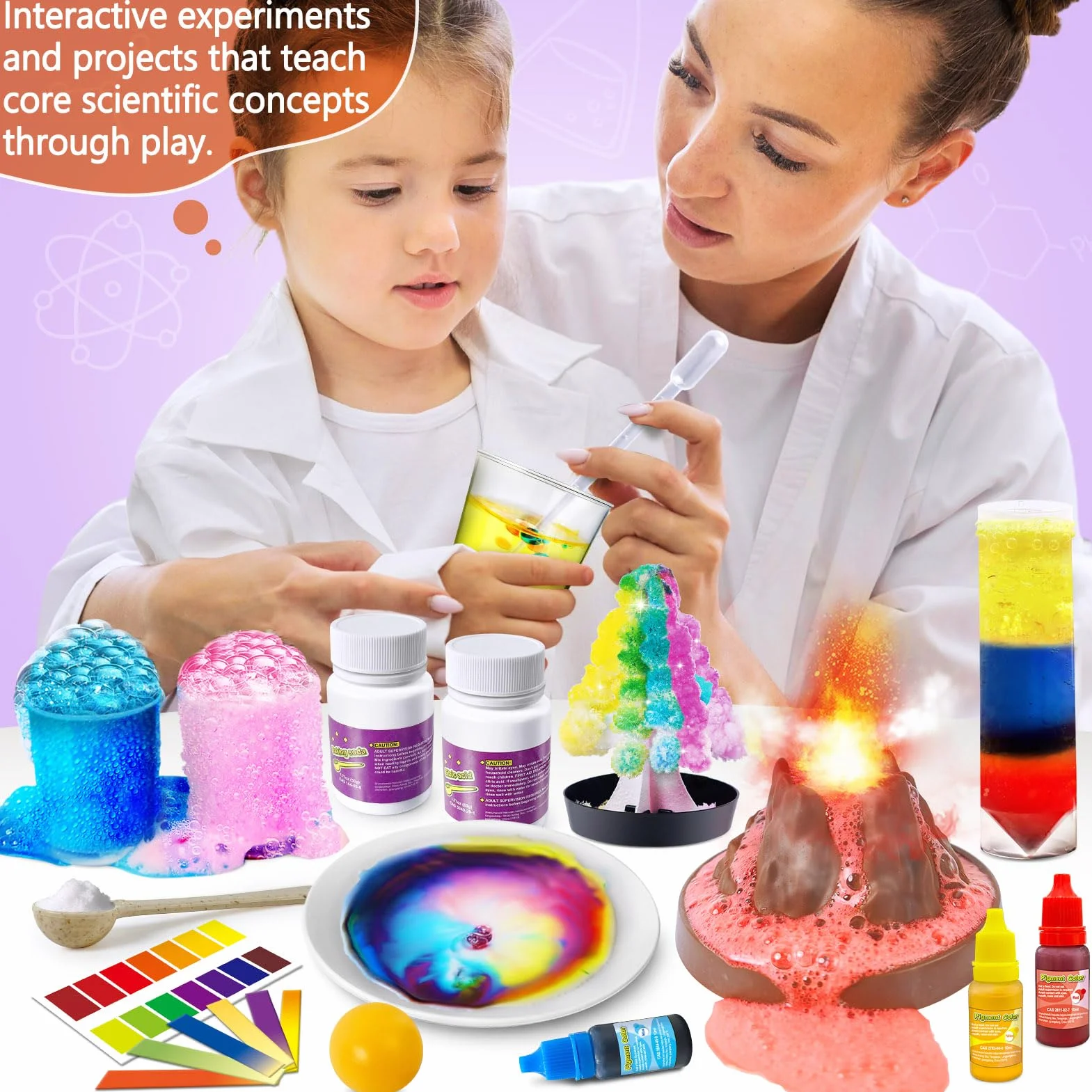 Kit Expériences Scientifique pour Enfants - Laboratoire de Chimie Volcans, Jeux Éducatifs et Activités Manuelles