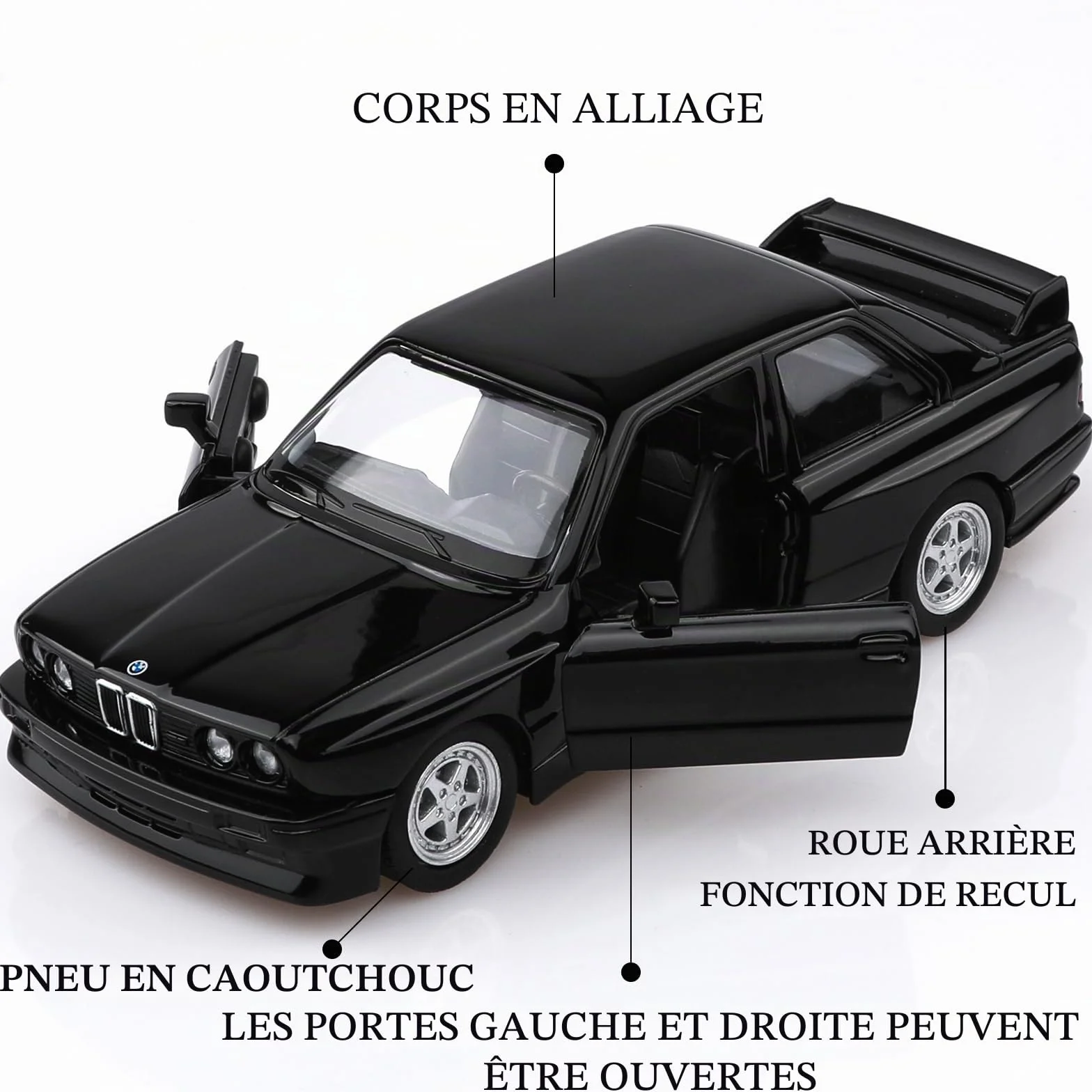 TOKAXI BMW M3 E30 1987 Voiture Miniature Diecast Échelle 1/36 Noir