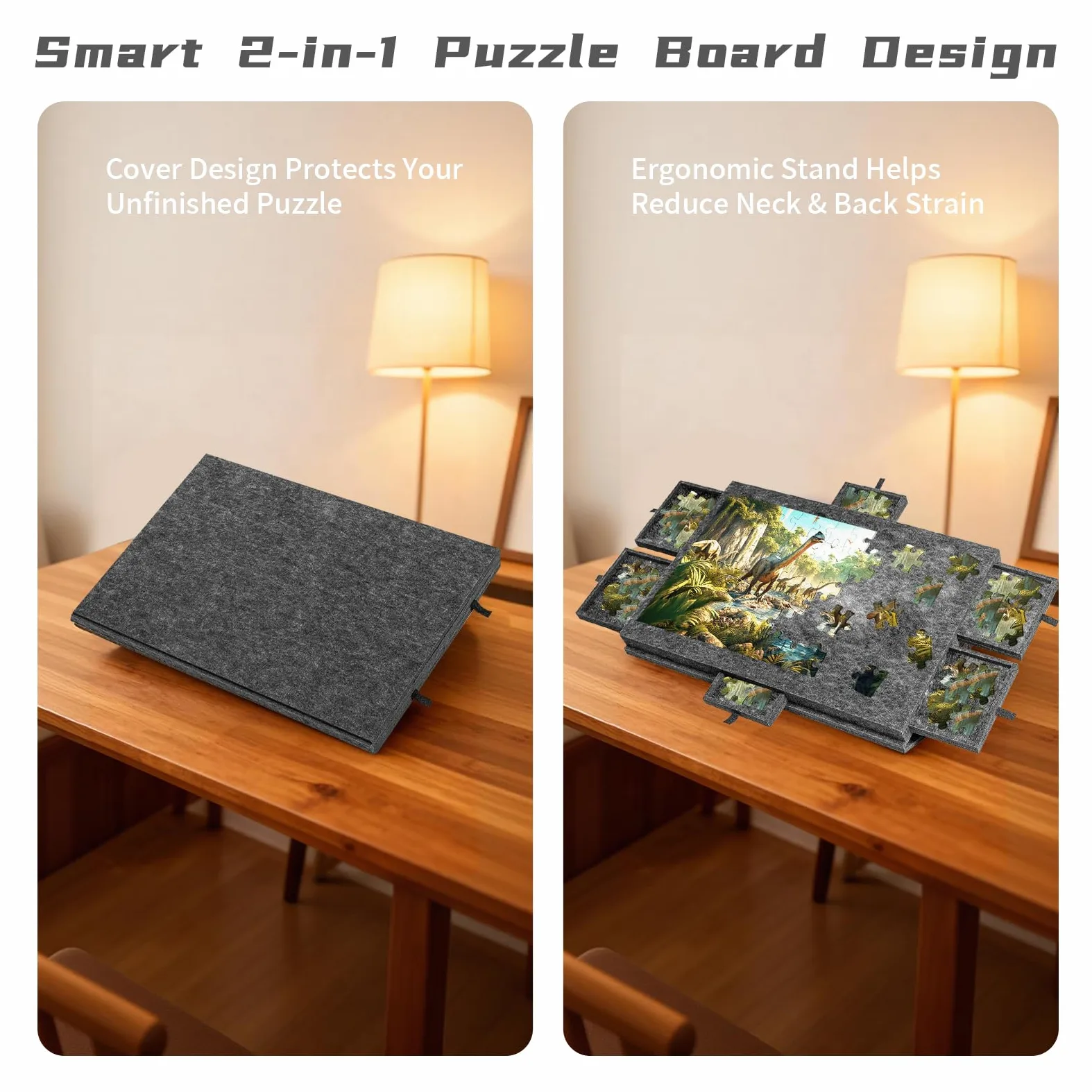 Table de puzzle inclinable pour 1500 pièces – Puzzle Tisc avec 6 tiroirs, planche de puzzle 2 en 1 – Support et housse de protection, 90 x 63 cm