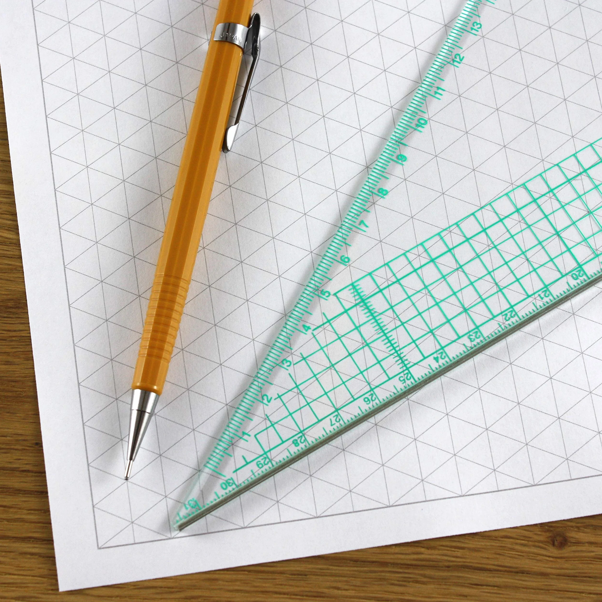 Papier isométrique A4, 1 cm triangles, 30 feuilles, gris quadrillage