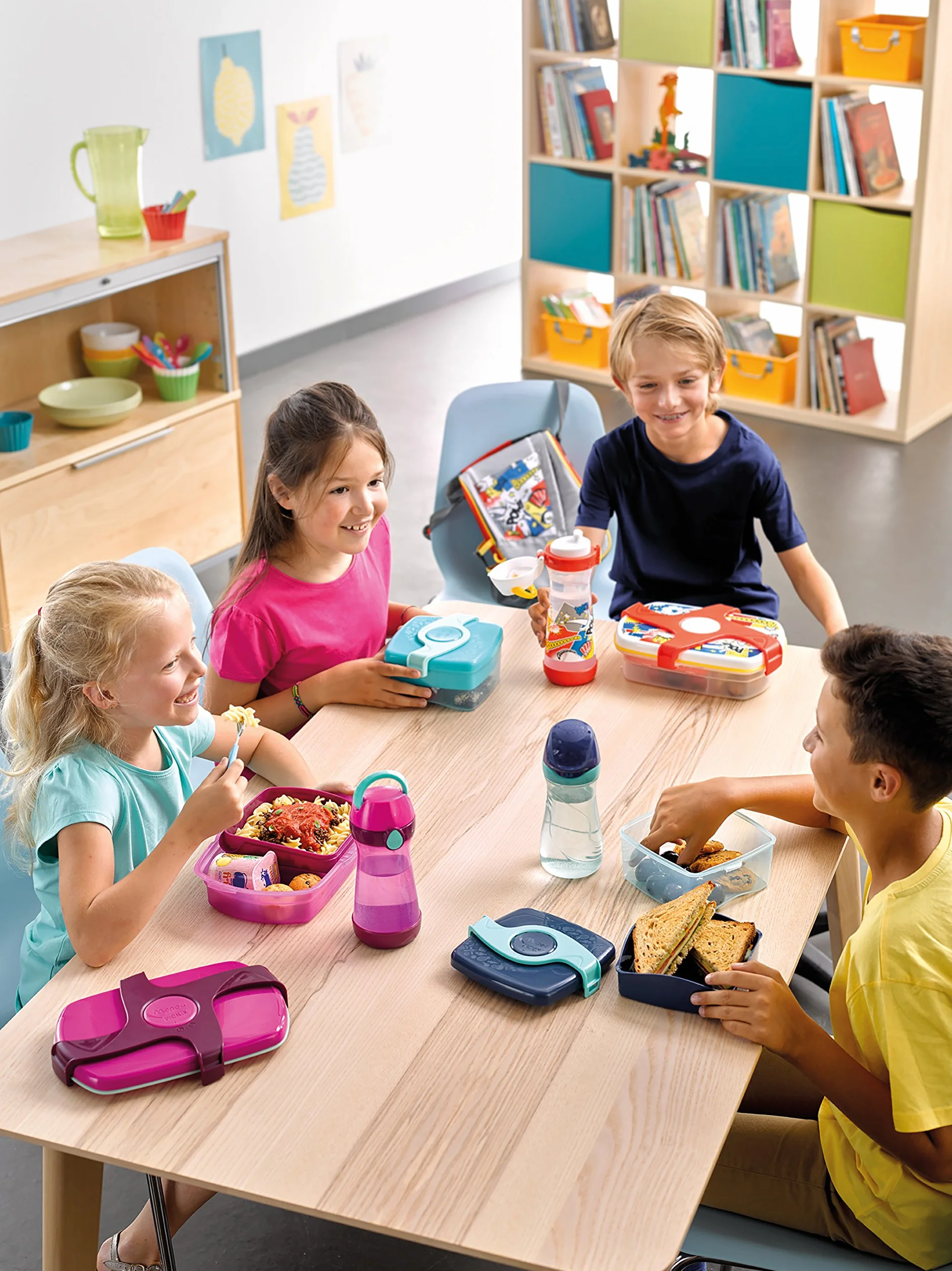 Maped Picnik Origins Boîte à Déjeuner Enfants 2 Compartiments Amovible Plastique Sans BPA 1,4L Bleu Vert