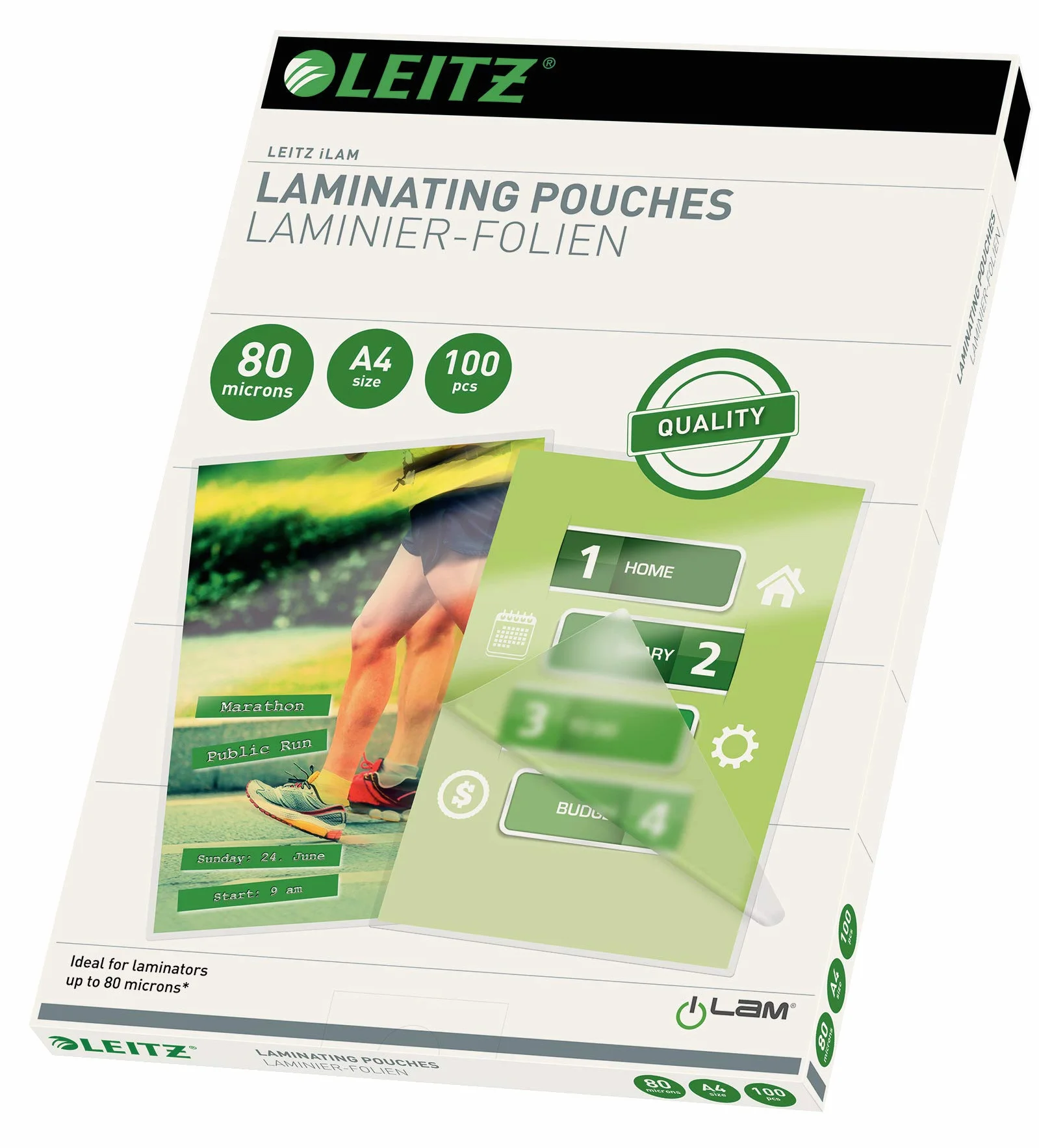 Leitz Pochettes de plastification 80 microns A4 Pack de 100 Brillante