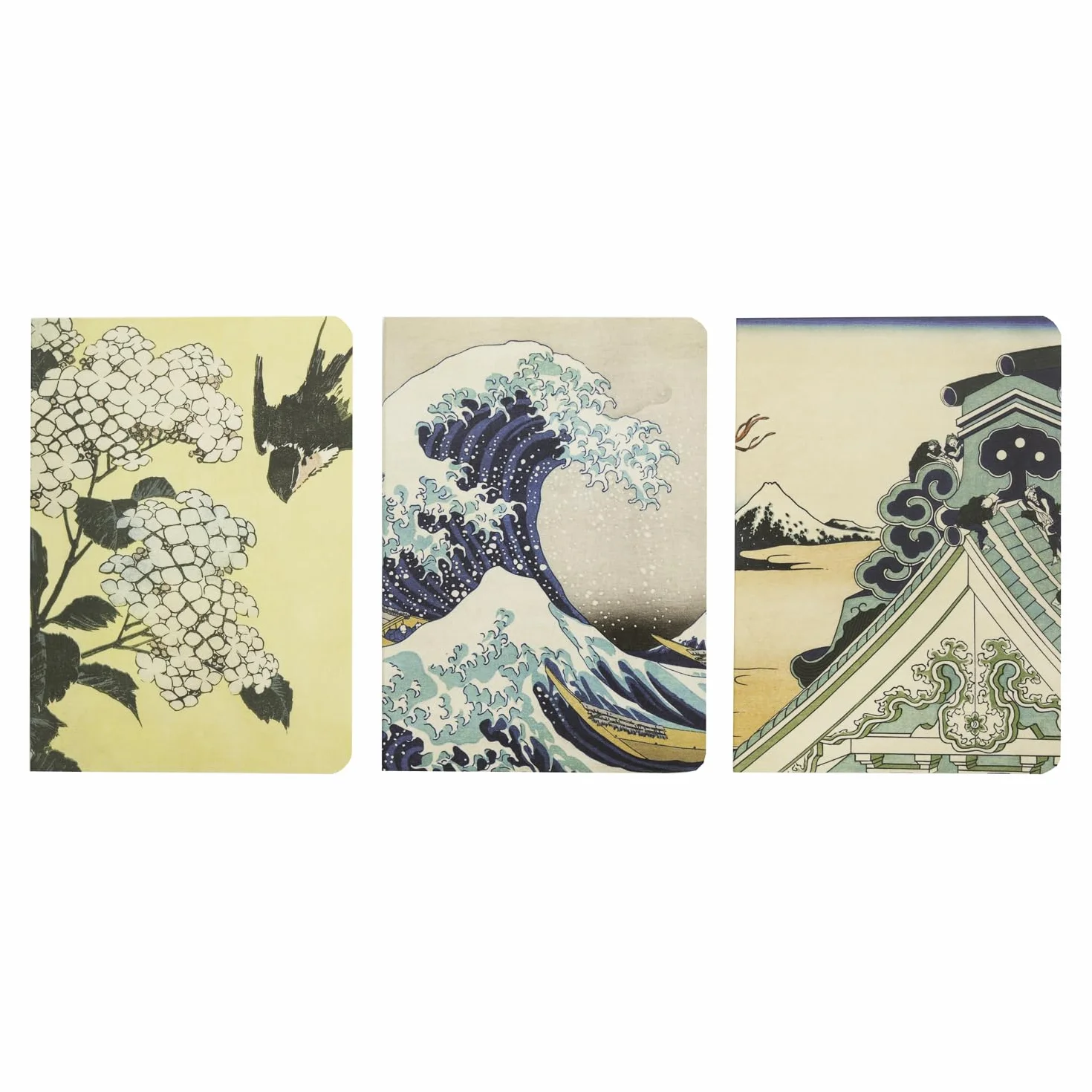 Grupo Erik Lot de 3 Carnets Hokusai A6 Carnet de Notes