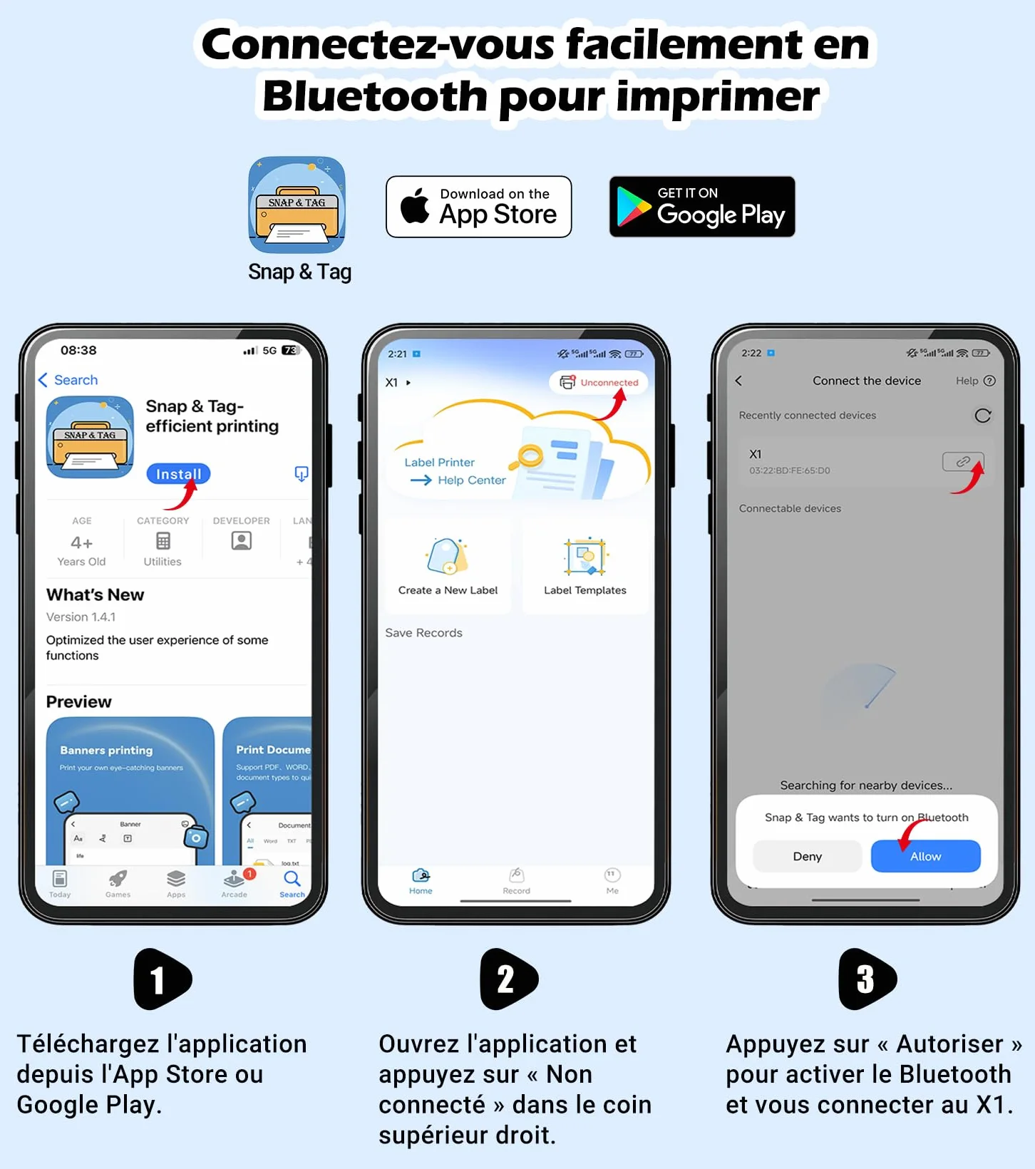 ORGBRO X1 Étiqueteuse Bluetooth Portable pour Maison Bureau École, Noir