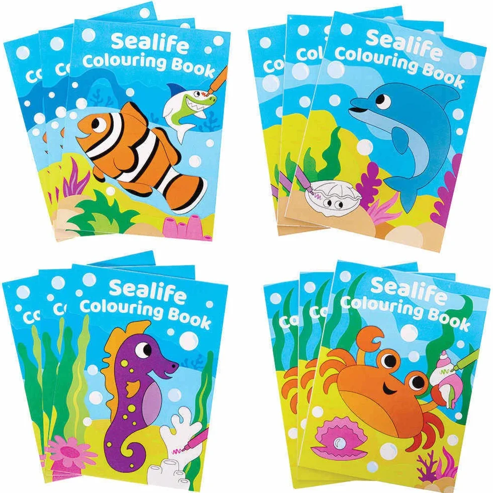 Baker Ross Mini Livre de Coloriage Vie Marine - Lot de 12, Activites pour Enfants