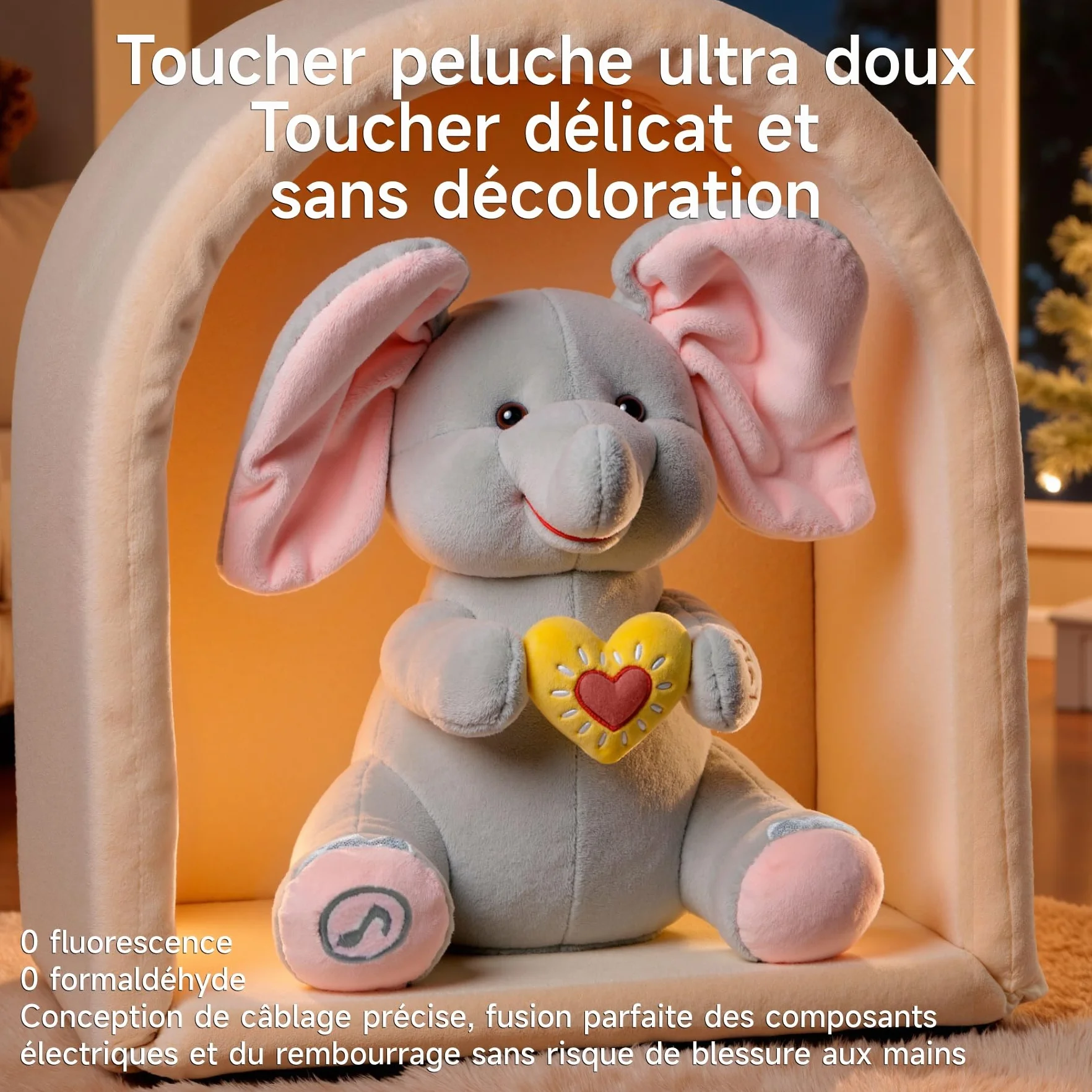 Flappy L'Éléphant Peluche Éléphant Animé Interactif Qui Chante Jouet Électrique Doudou Musical pour Bébé