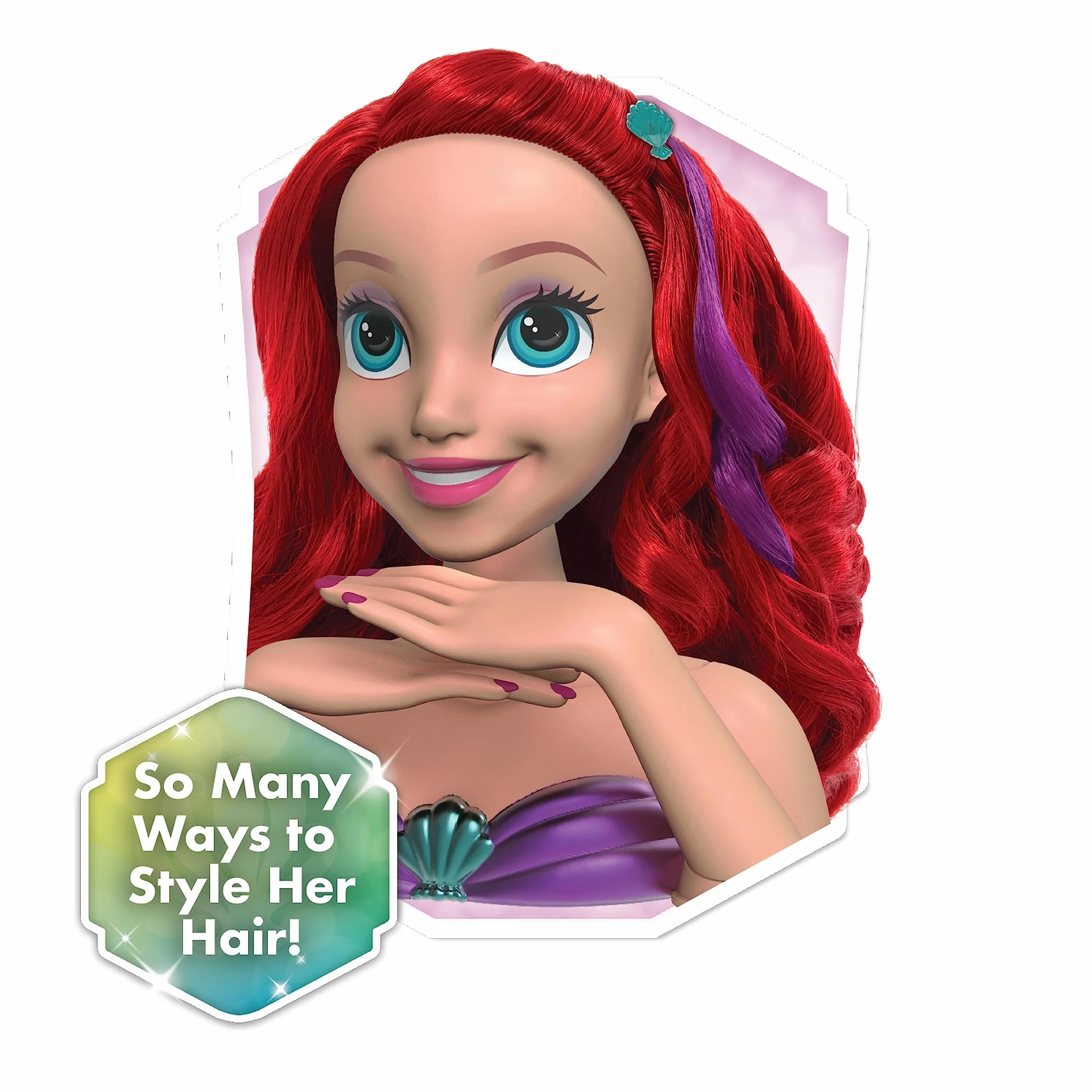 Just Play Tête à coiffer Ariel Scintillante Princesses Disney 20 cm 20 Accessoires Chevelure rousse