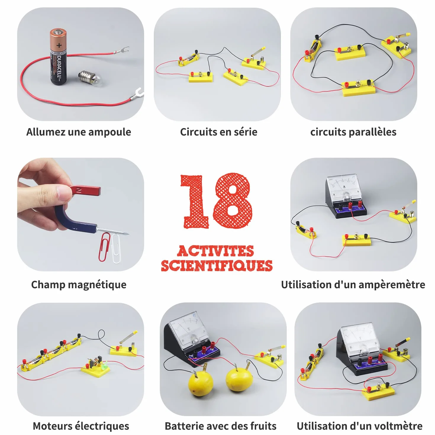 Teenii Kit Scientifique Enfant Électricité et Magnétisme STEM, Circuit Électrique, Coffret Physique 50 Pièces 8 Ans+
