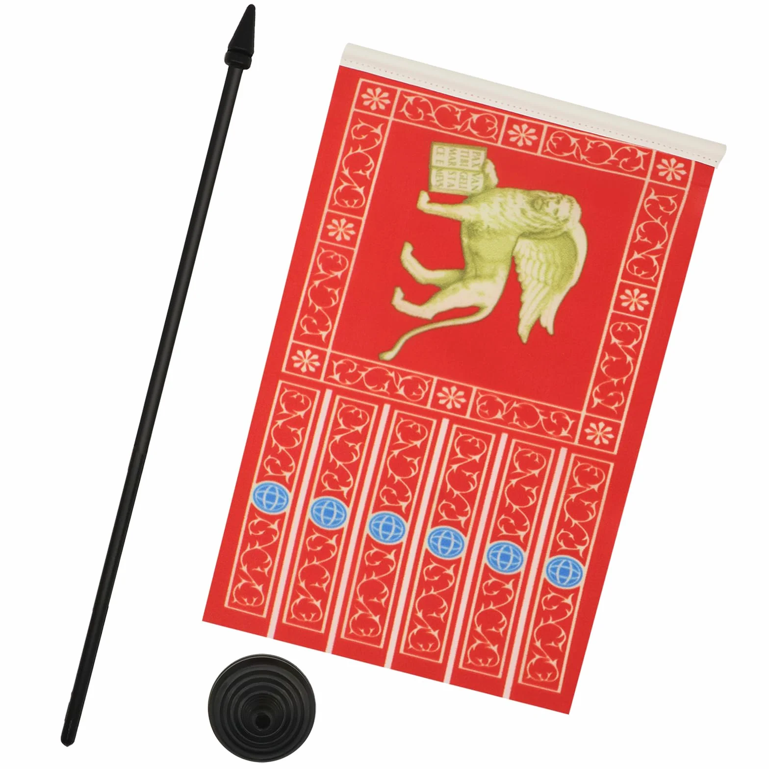 AZ FLAG Drapeau De Table Venise 21x14 cm Petit Drapeau Venezia Bureau 100% Polyester Hampe 25cm Socle Plastique Noir