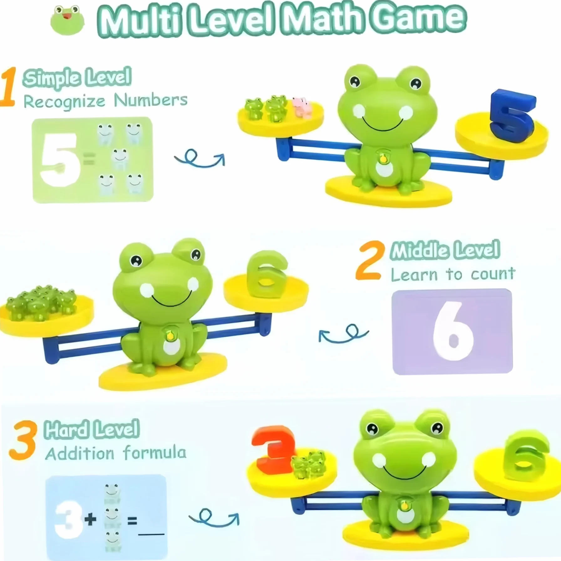 Jeu d'équilibre grenouille, balance en plastique, jouets éducatifs de comptage pour enfants 3 ans et plus