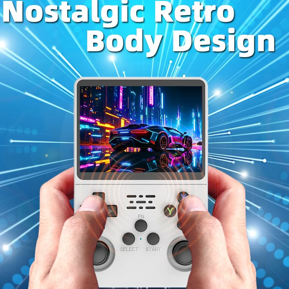 R36S-Console de jeu portable 3,5" 640 x 480 IPS 3200 mAh RK3326 Blanc