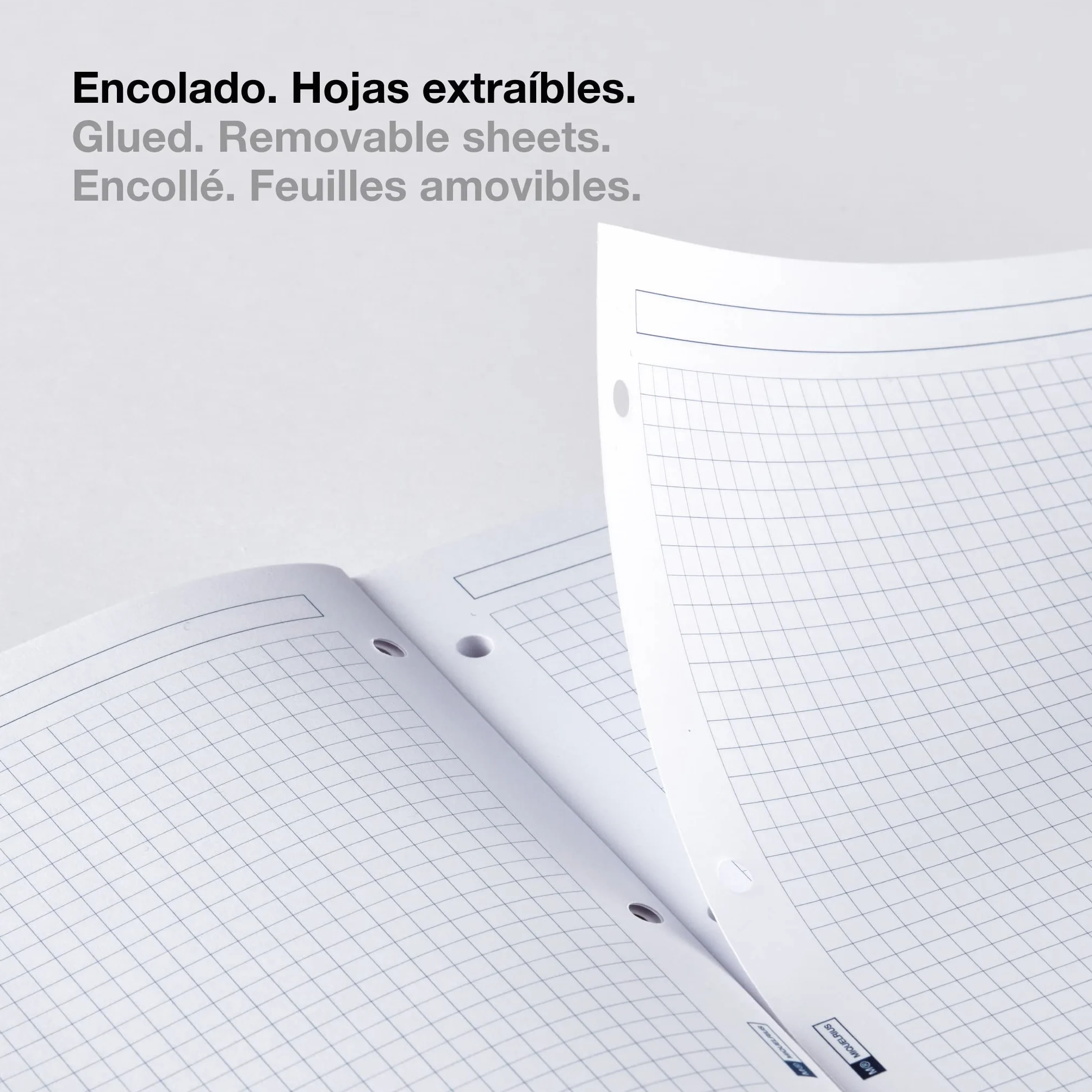 Miquelrius Recharges feuilles quadrillées A4 200 feuilles quadrillage 5 mm perforées classeur 4 anneaux bleu
