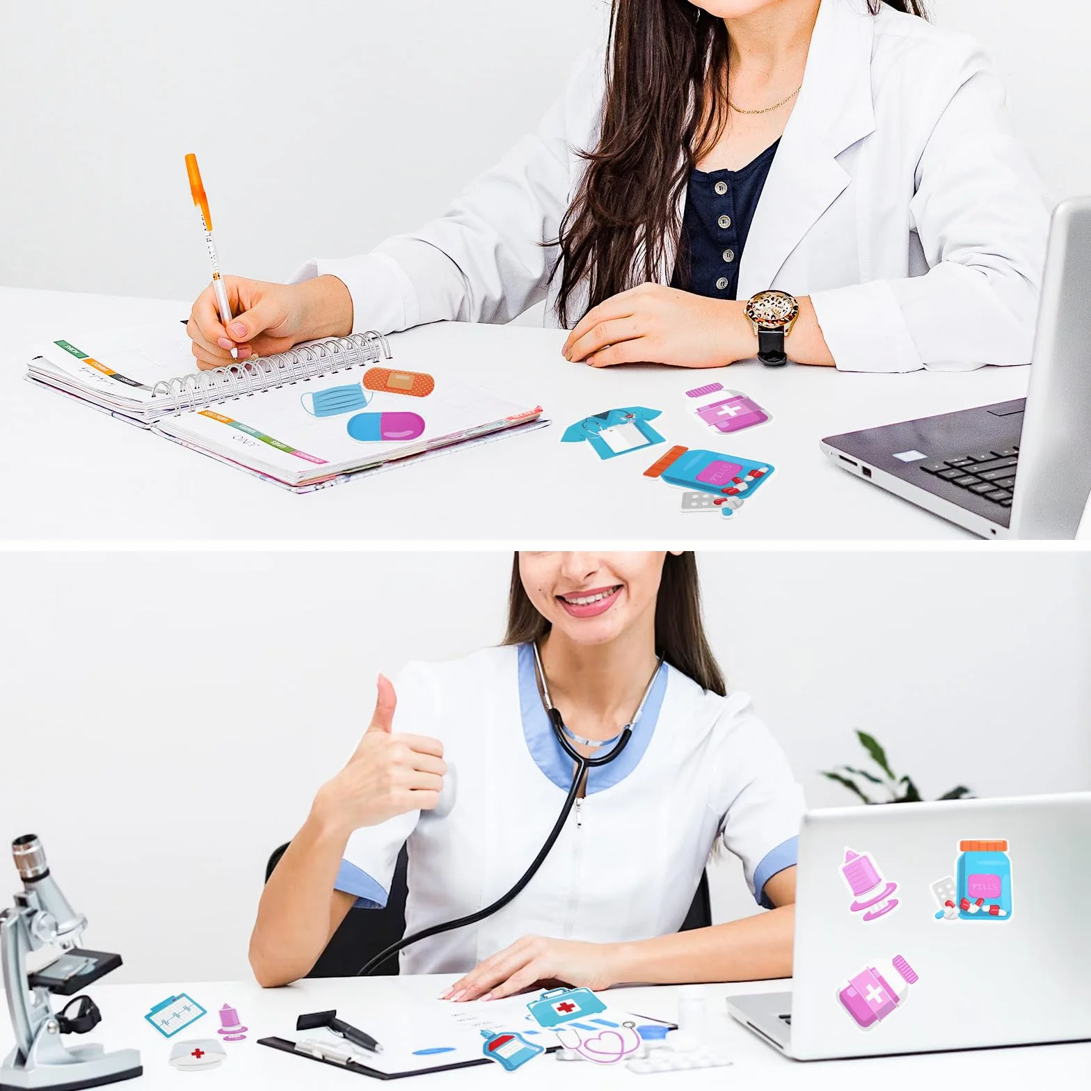 Telooco Lot de 12 blocs de notes adhésives pour infirmière, 240 feuilles autocollantes médicales