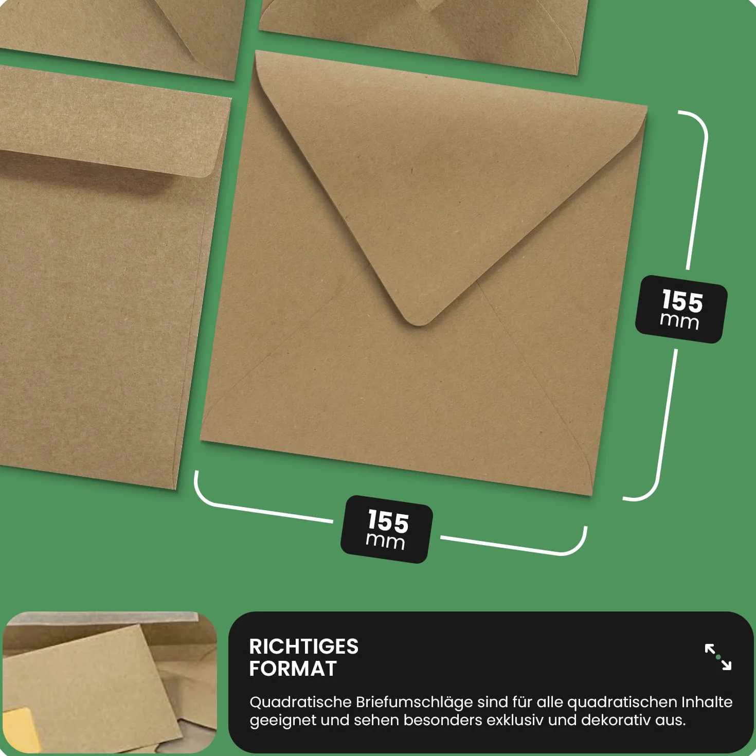 Aster Kraft Netuno 50 enveloppes carrées papier kraft brun 155x155 mm 100 g/m² vintage