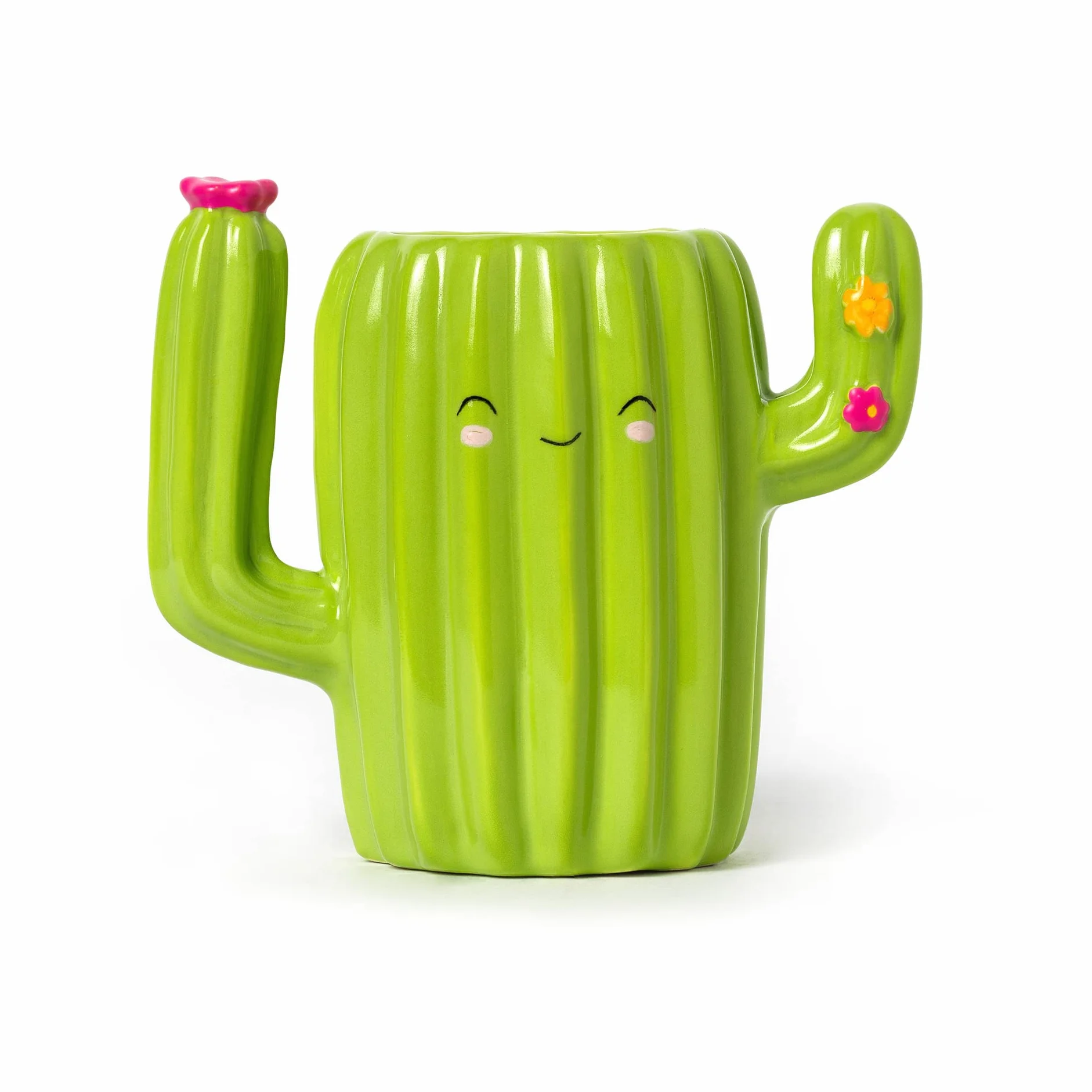 Porte-stylos en céramique Cactus Théme peint à la main Organisateur de bureau