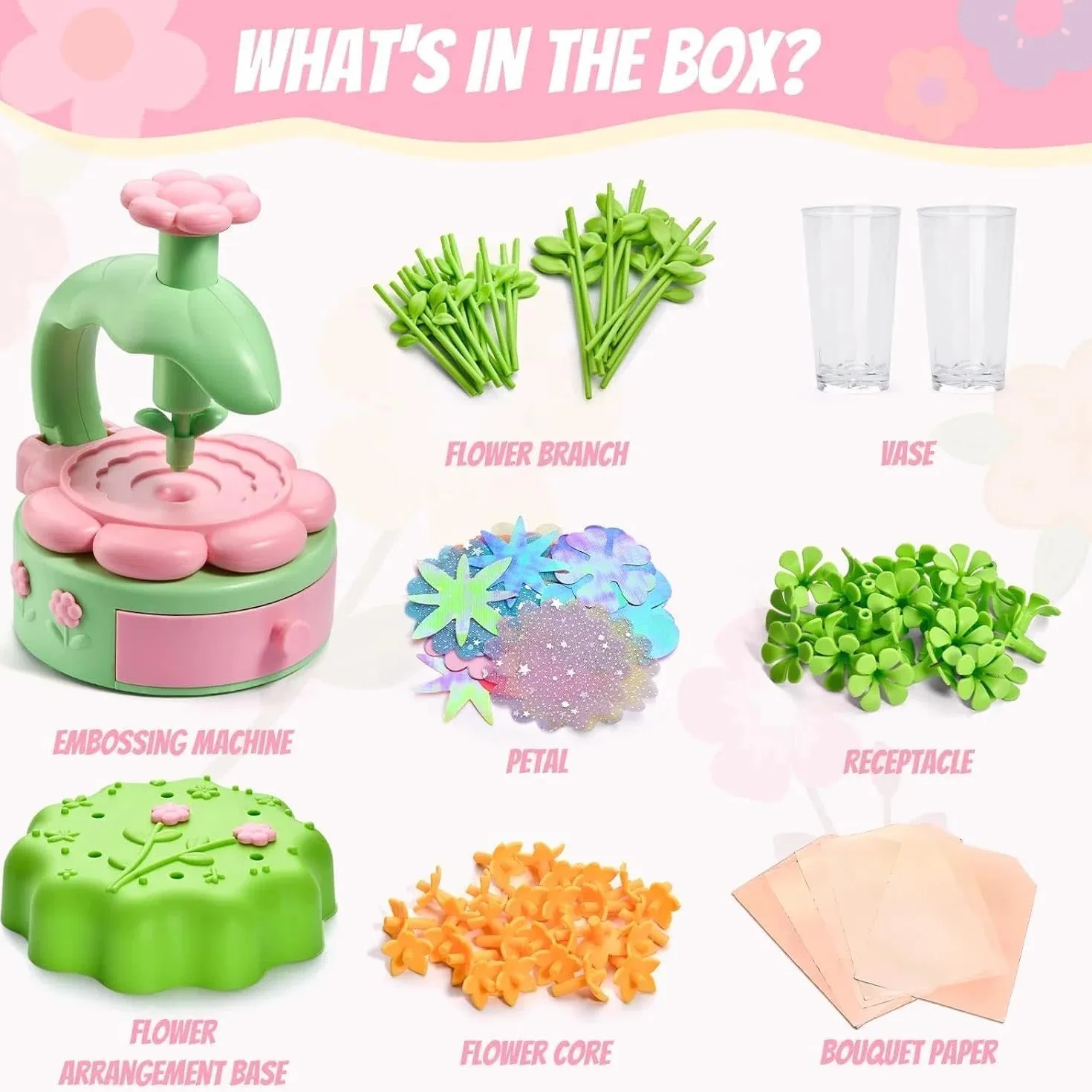 Kit Création Bouquet de Fleurs DIY pour Fille 6 Ans+ avec Machine à Fleurs, Jouet Créatif Cadeau Anniversaire
