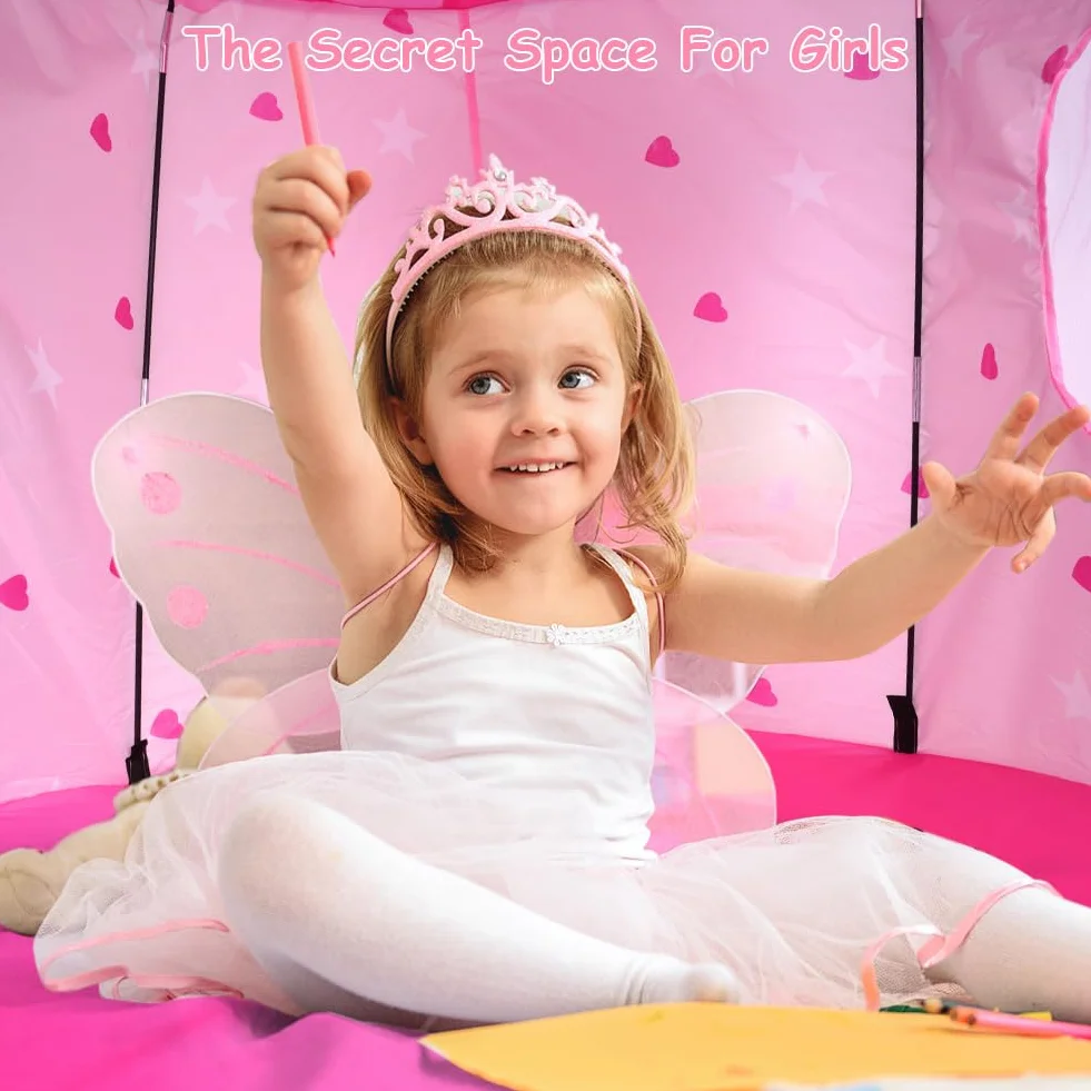 HOTUT Tipi Tente de Jeu pour Enfant avec Étoiles Lumineuses - Tente Pop-Up Portable Cabane Intérieur Extérieur
