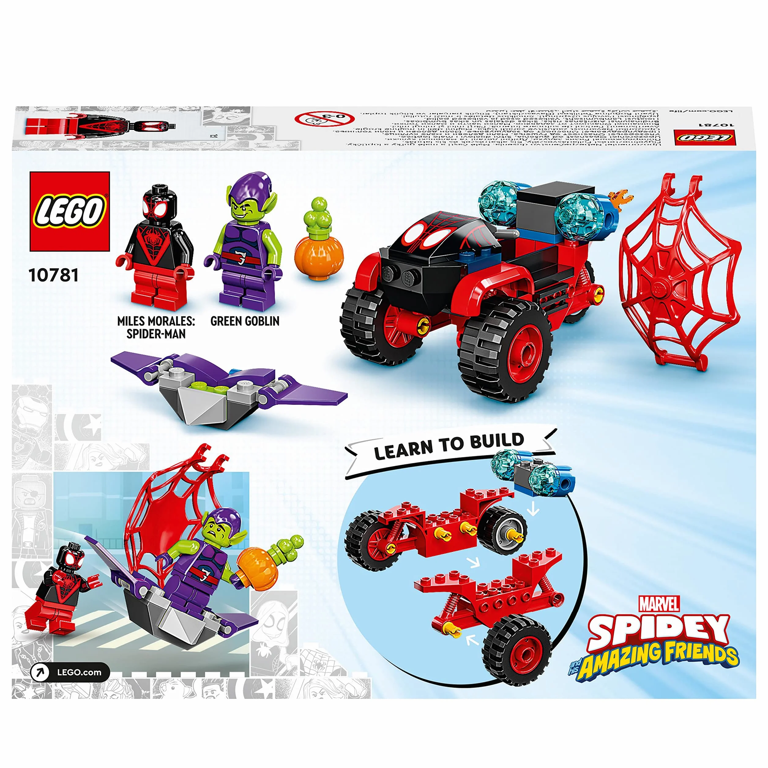 LEGO 10781 Marvel Spidey et Ses Amis Extraordinaires Miles Morales Techno-Trike Spider-Man Jouet Enfants +4 Ans