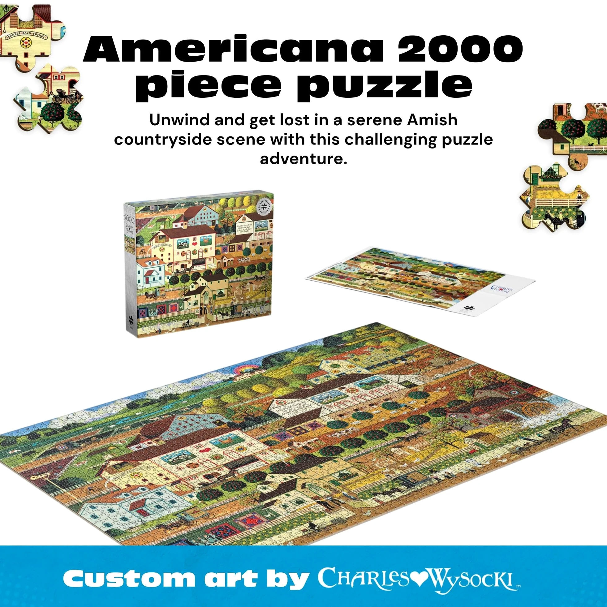 Buffalo Games - Silver Select -Charles Wysocki - Amish Country - 2000 Piece Jigsaw Puzzle for Adults - Challenging Puzzle Perfect for Game Nights - Finished Size is 38.50 x 26.50