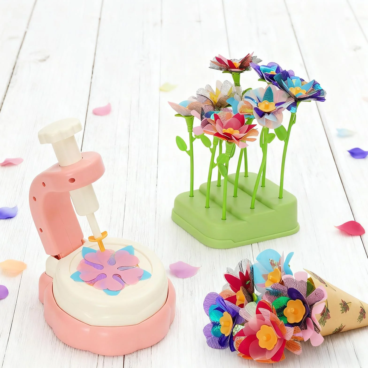 Ark miido Activité Manuelle Fille, Création Bouquet Fleurs avec Machine Fleurs Jouet Créatif pour Enfant 3 Ans+