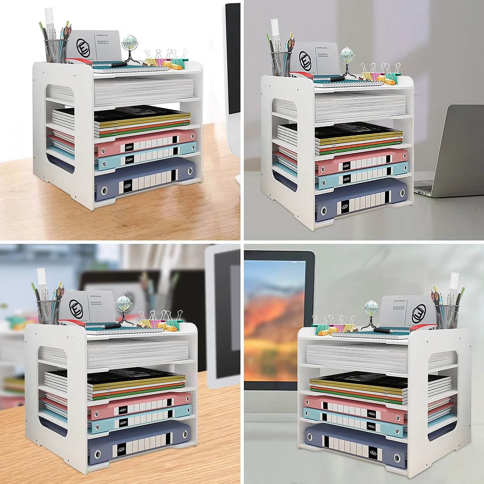 Bac à courrier Organiseur de Bureau Support de Rangement pour Documents A4 5 Niveaux