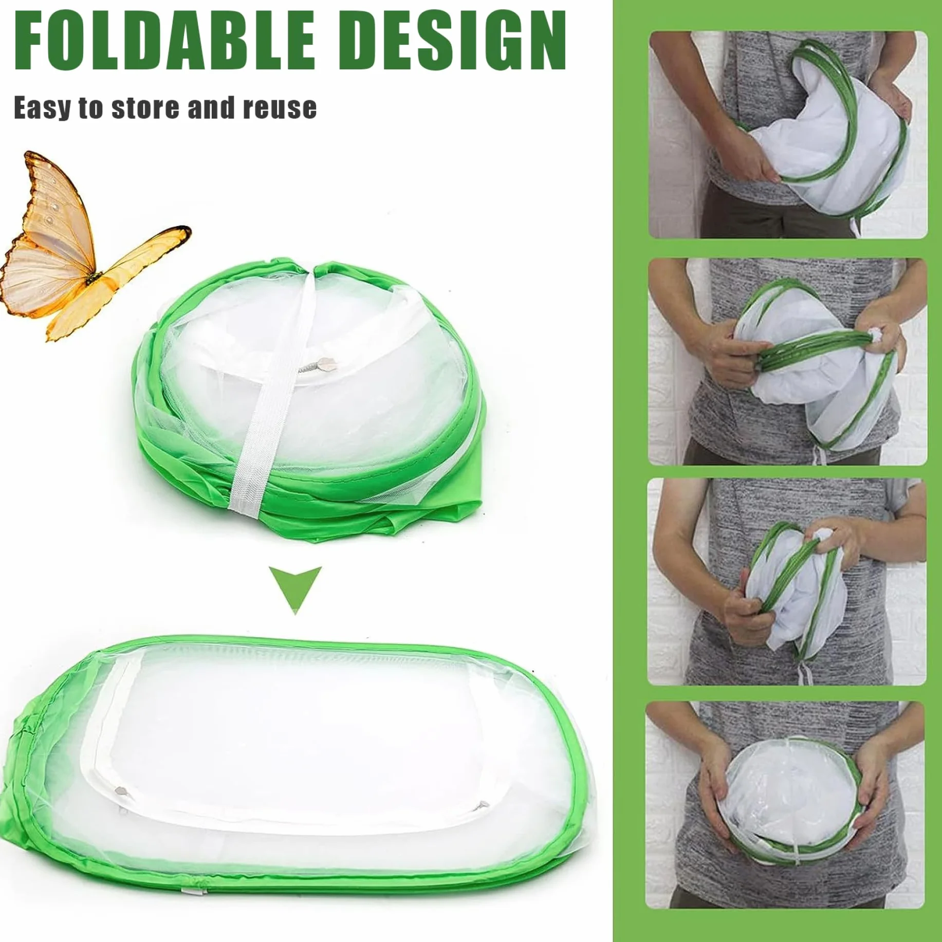 Cage Papillon 12x12x12'' Pop-up Tente Filet pour Élevage Enfants