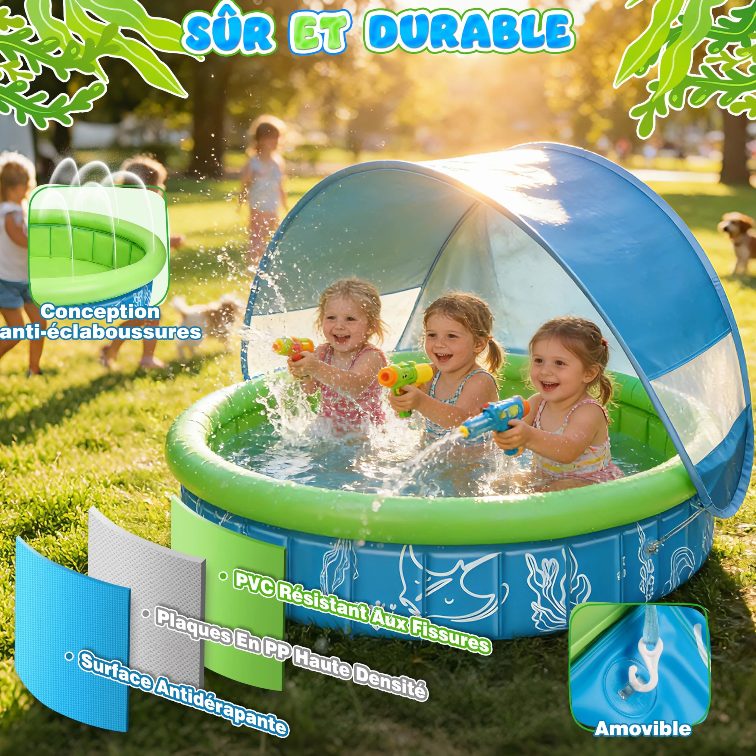 Namiot Plażowy dla Dzieci 4w1 100x30 cm Anti UV SPF50+ z Moskitierą i Daszkiem