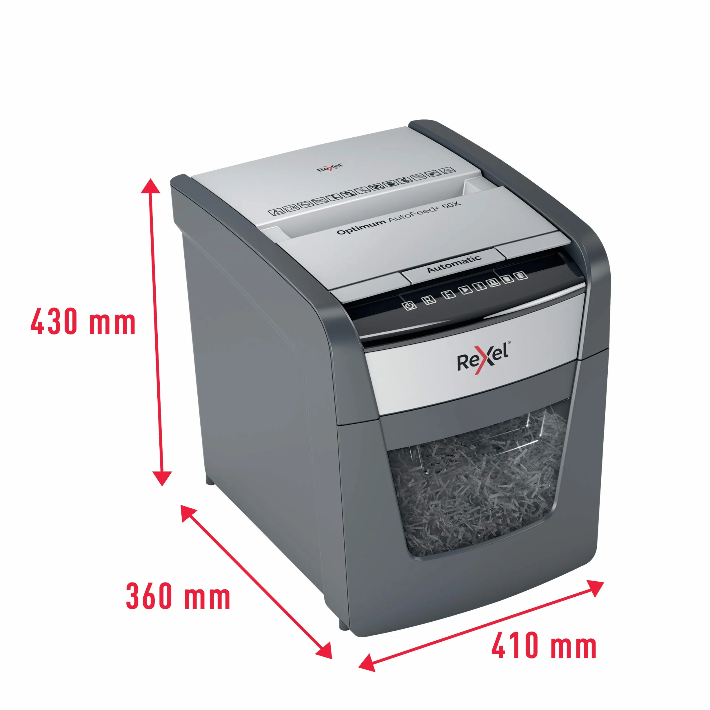 Rexel Destructeur de documents AutoFeed Hybride 50 feuilles Coupe croisée P4 20L 2020050XEU