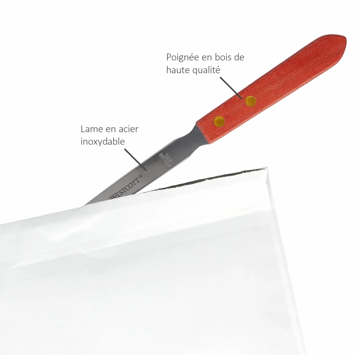 Westcott Coupe-papier lame acier inoxydable manche bois brun ergonomique E-29694 00