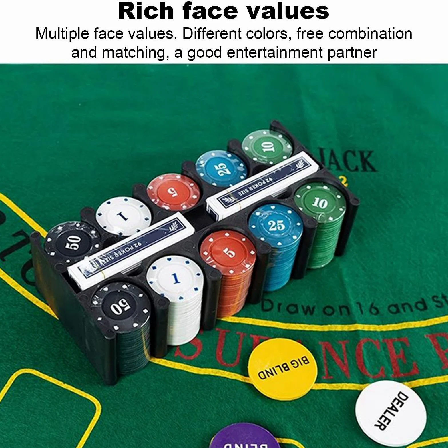 Ensemble De 200 Jetons De Poker Cartes À Jouer Jetons Dés Bouton Dealer | 200 Pièces Set Cartes Poker Convient Pour Les Fêtes À Domicile, Le Camping, Les Voyages, Les Adultes Et Les H
