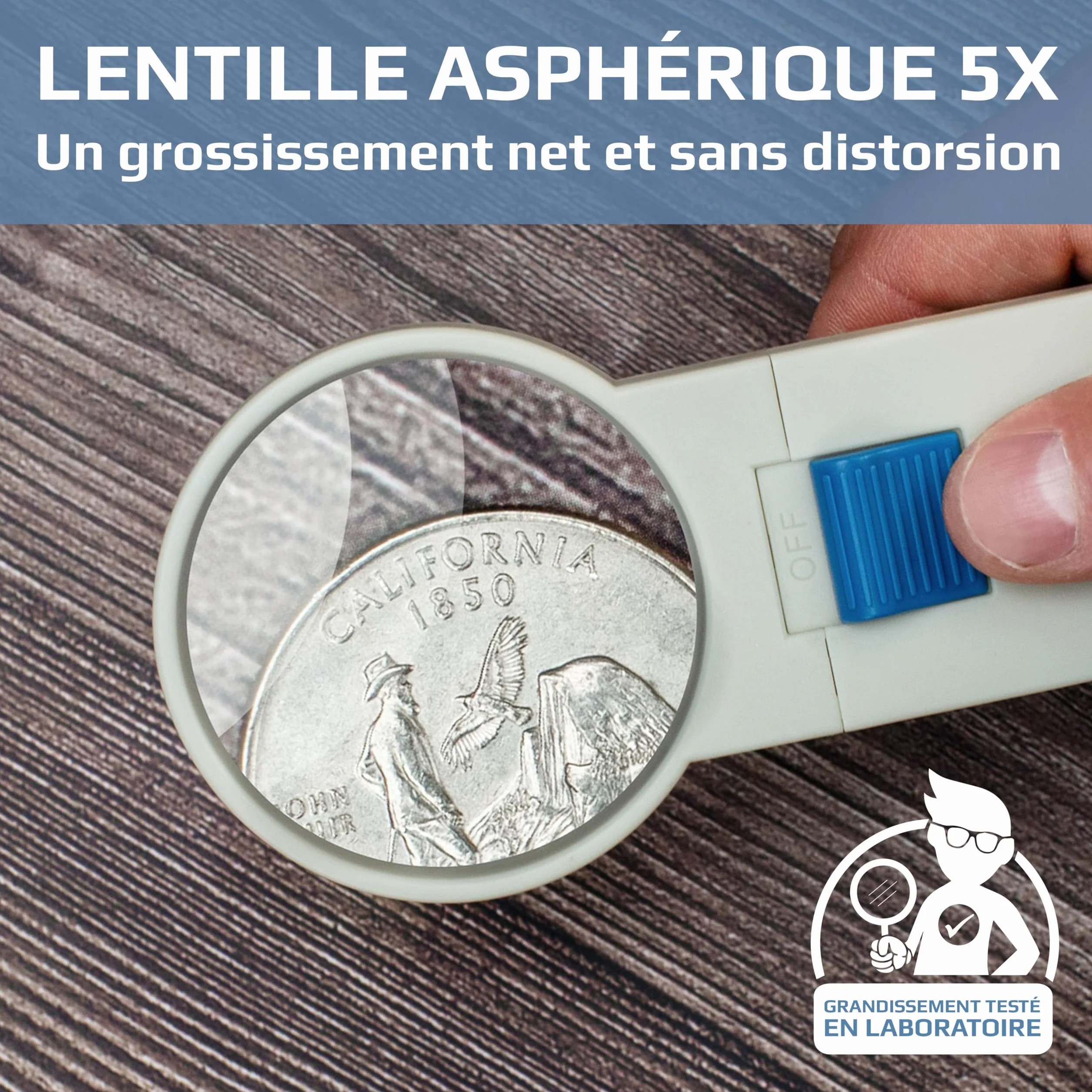 Carson Loupe éclairée LED 5X 6,4 cm Asphérique Portable SV-50