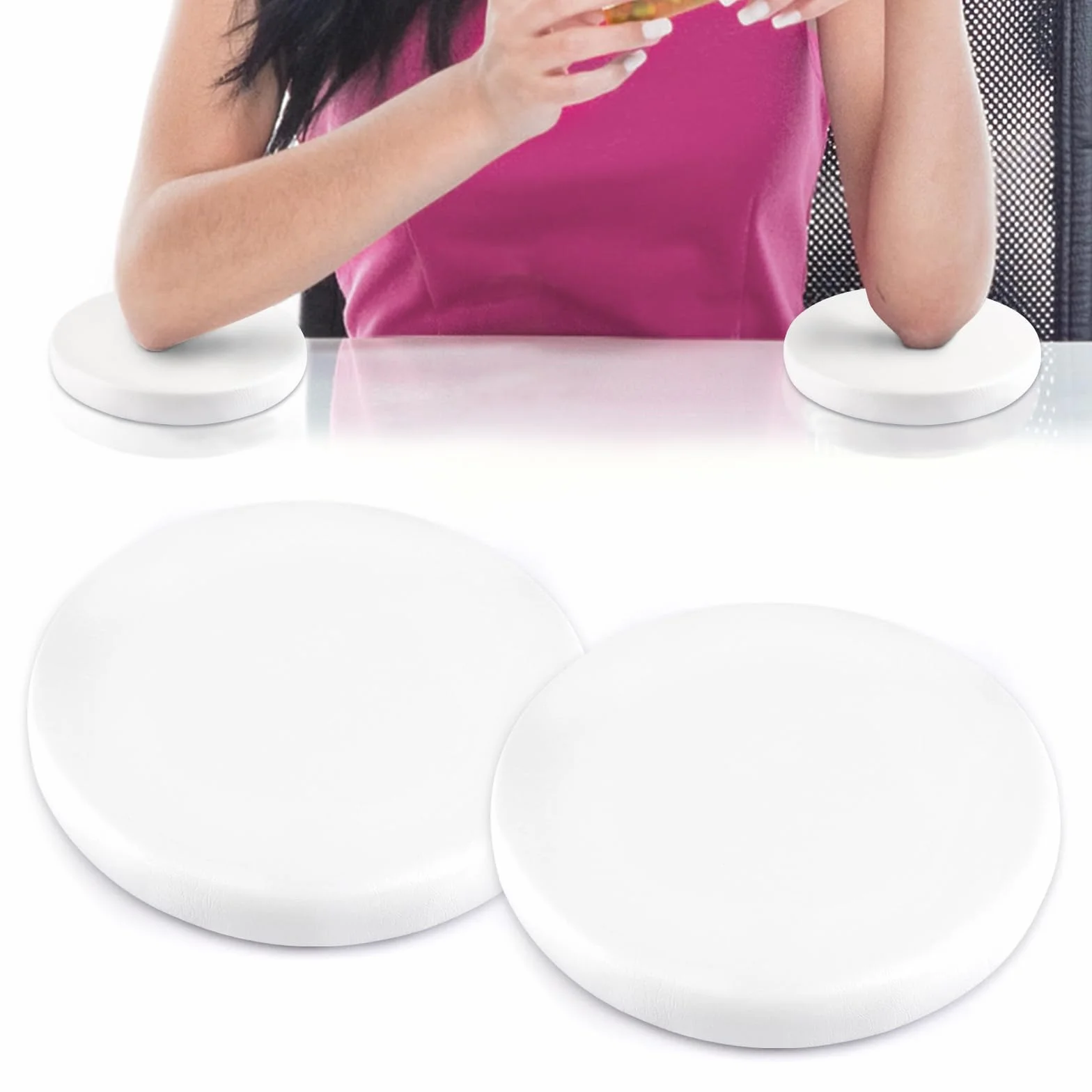 TOROKOM Lot de 2 Coudières Ergonomiques pour Bureau avec Base Antidérapante, Repose-Bras et Poignet pour Ordinateur (Blanc)