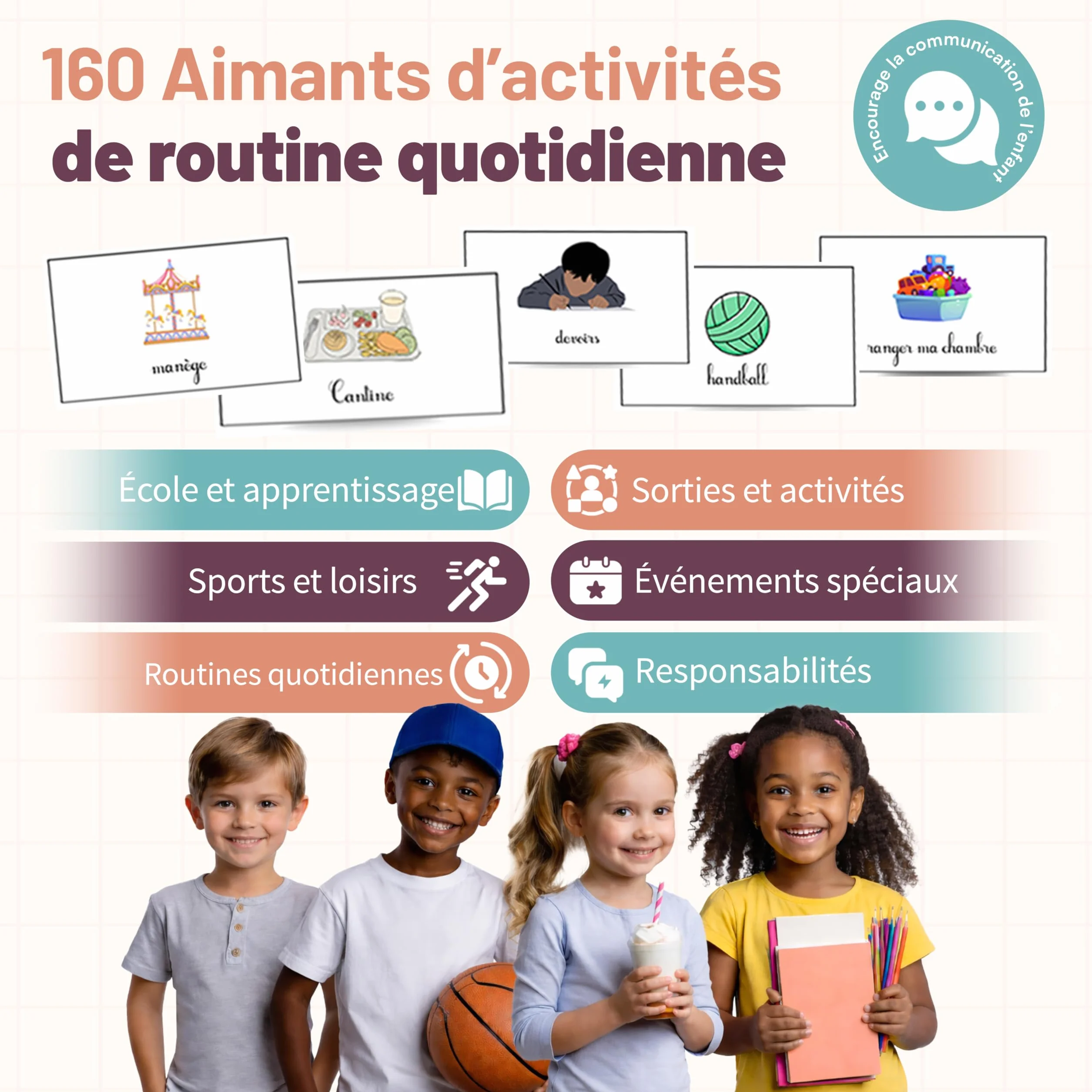 Semainier Enfant Magnétique 160 Aimants Calendrier Éducatif Routine Montessori Dès 3 Ans