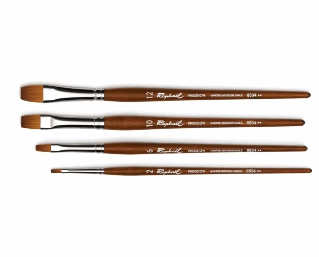 Raphael ESPACE BEAUX ARTS Pinceau PLAT Série 8534 MARTRE IMTATION Sable set 4 pcs