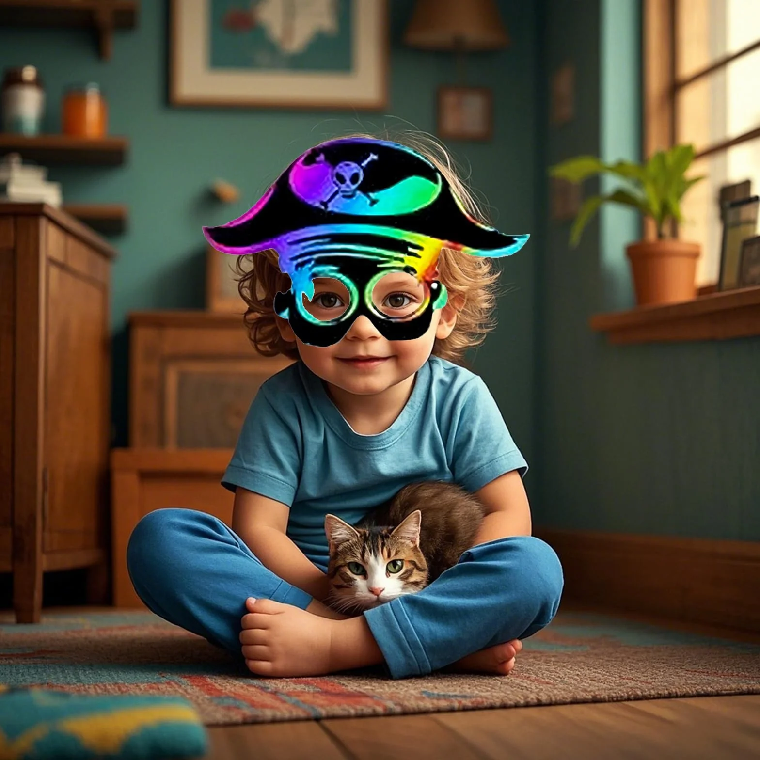 Lot de 48 masques de pirate arc-en-ciel à gratter pour anniversaire