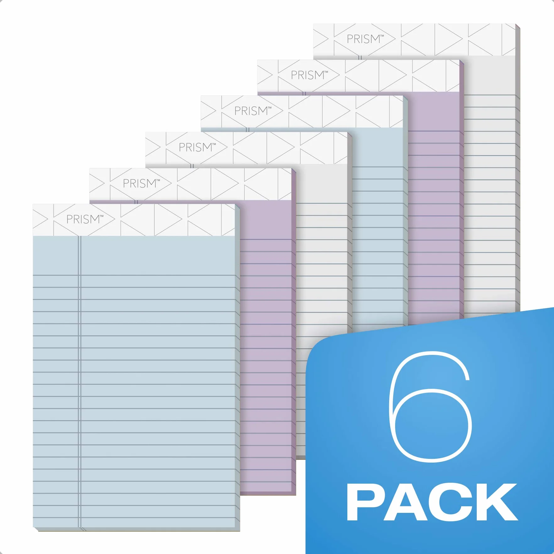 Tops Prism+ Lot de 6 blocs d'écriture 21,6 x 29,9 cm Couleurs assorties 50 feuilles pages perforées